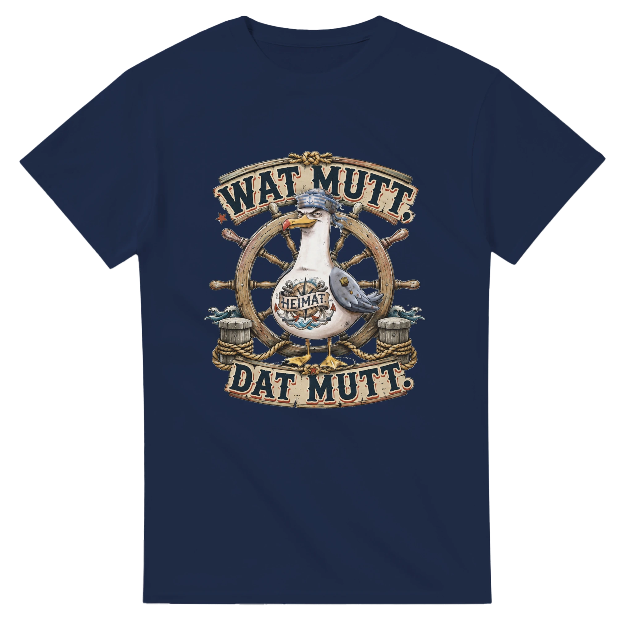 T-Shirt in Weiß mit Motiv „Wat Mutt, Dat Mutt. Möwe“