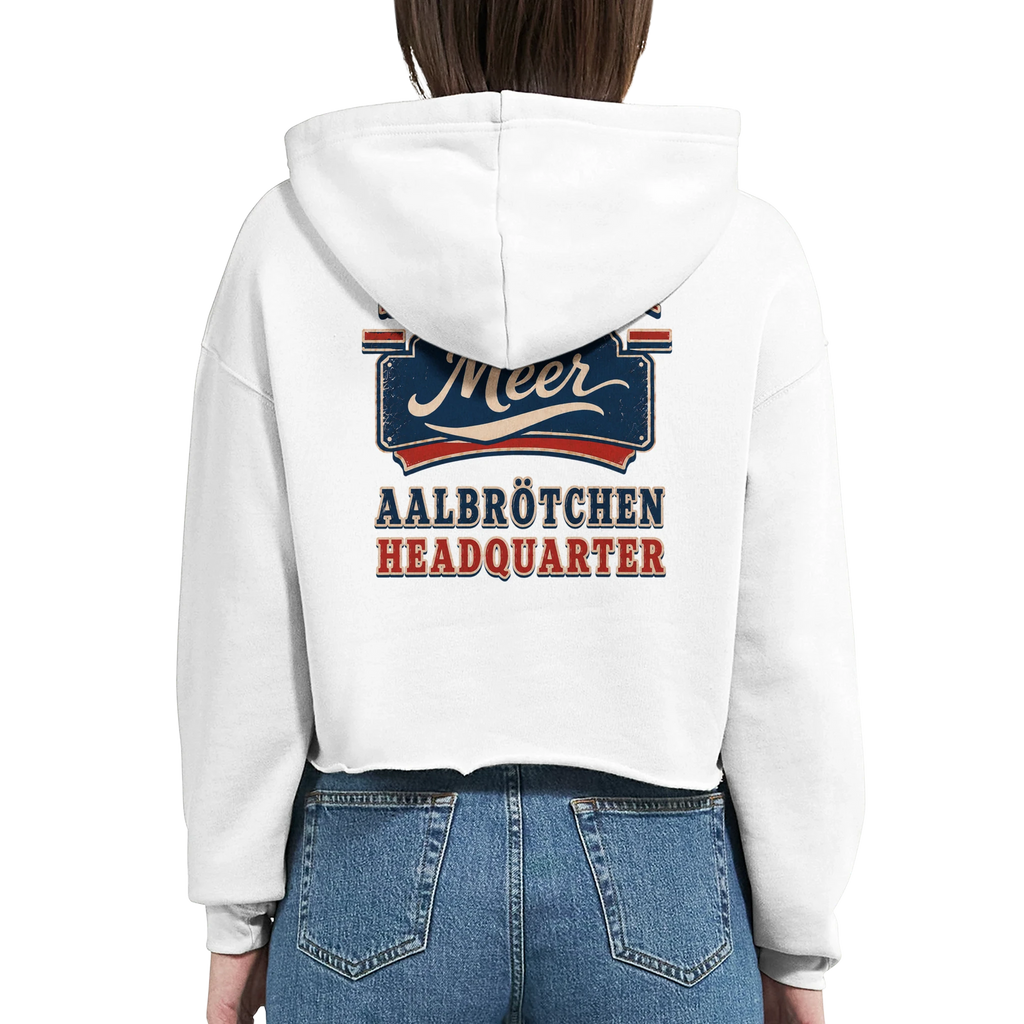 Damen-Hoodie in Weiß mit Motiv „Aalbrötchen“