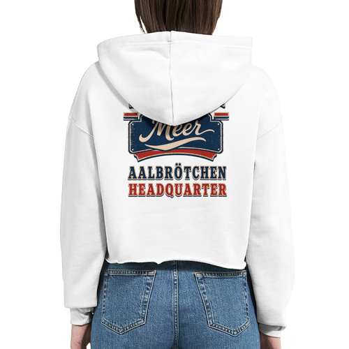 Damen-Hoodie in Weiß mit Motiv „Aalbrötchen“