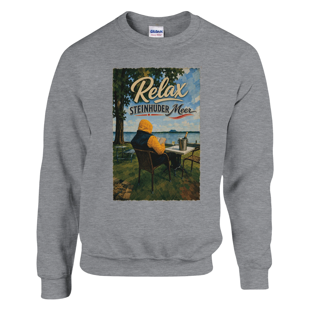 Pullover in Weiß mit Motiv „Relax und Champagner“
