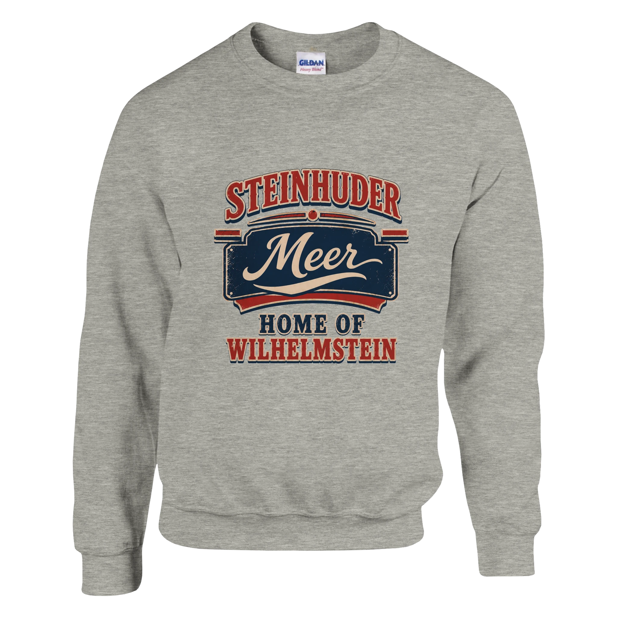 Pullover in Aschgrau mit Motiv „Home of Wilhelmstein“