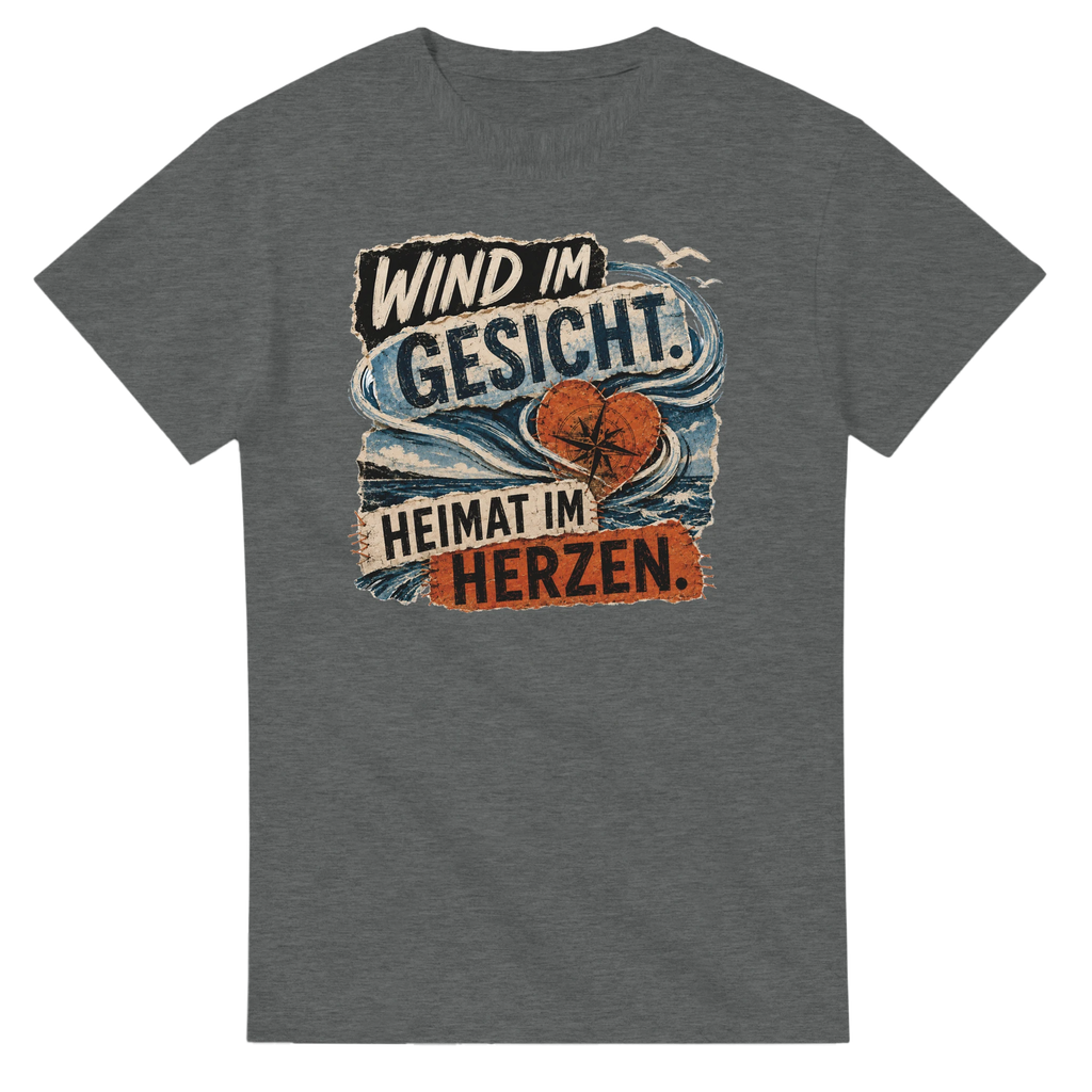 T-Shirt in Natur mit Motiv „Wind im Gesicht. Heimat im Herzen.“