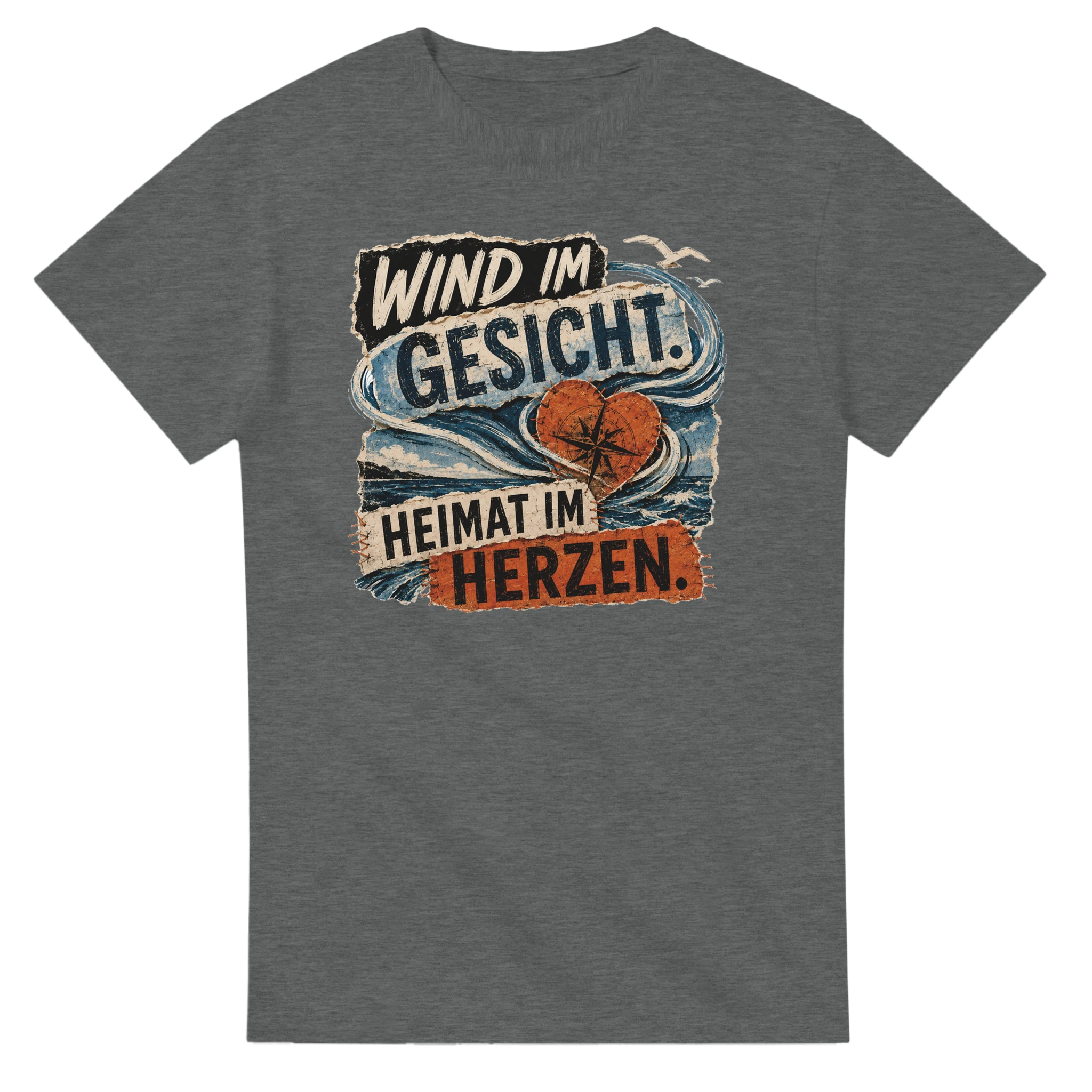 T-Shirt in Natur mit Motiv „Wind im Gesicht. Heimat im Herzen.“
