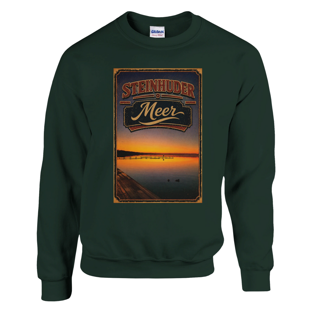 Pullover in Aschgrau mit Motiv „Steg an der Planke“