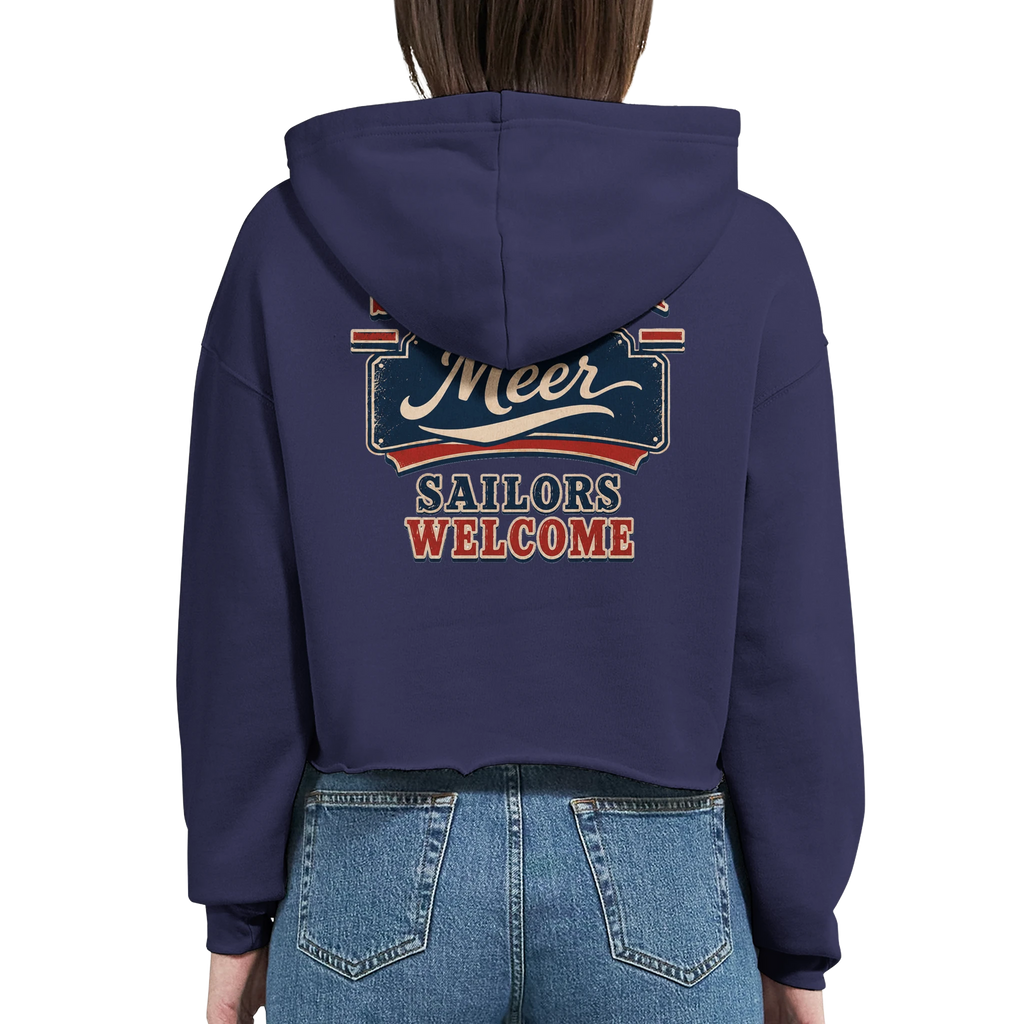 Damen-Hoodie in Pfirsich mit Motiv „Sailors Welcome“