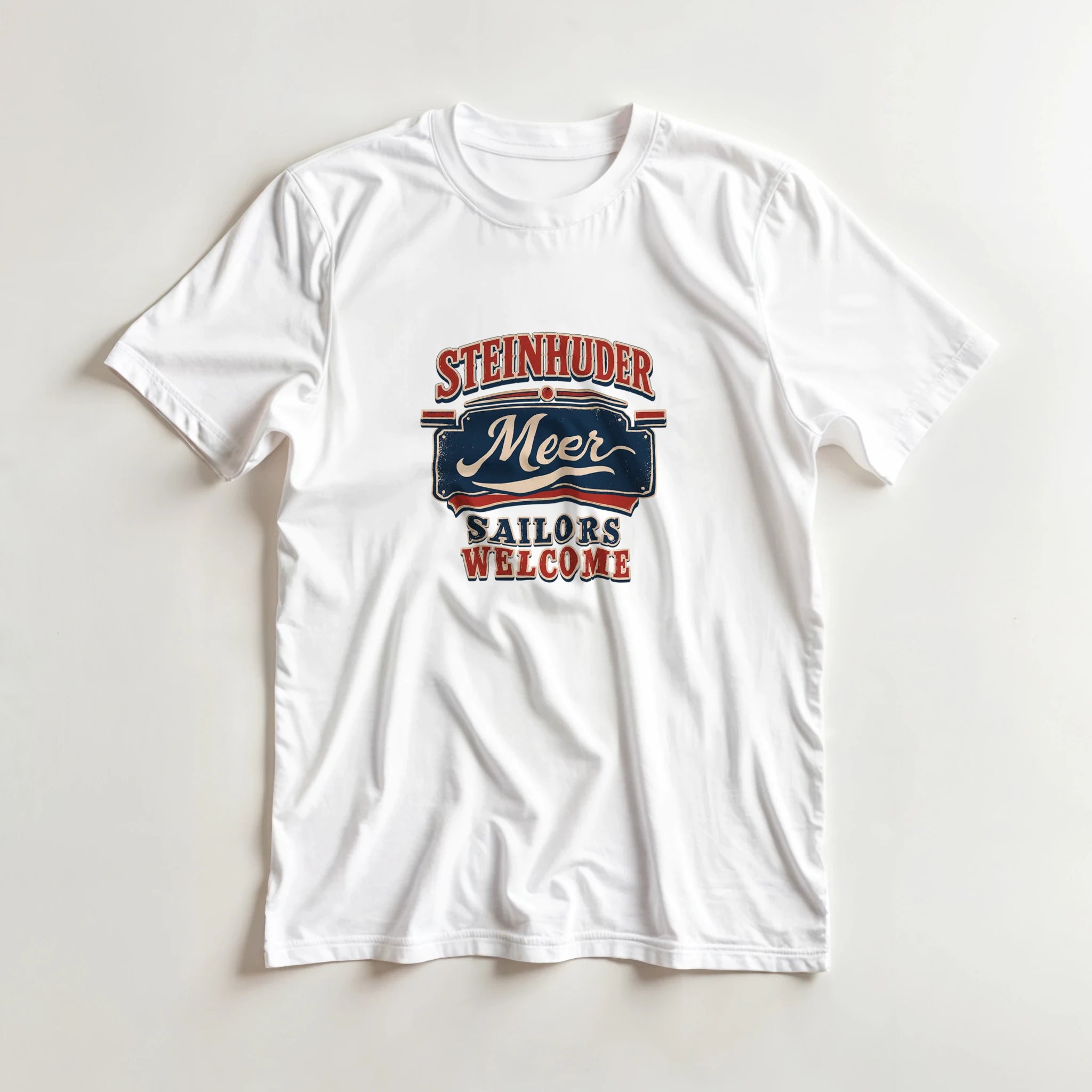 T-Shirt in Sand mit Motiv „Sailors Welcome“