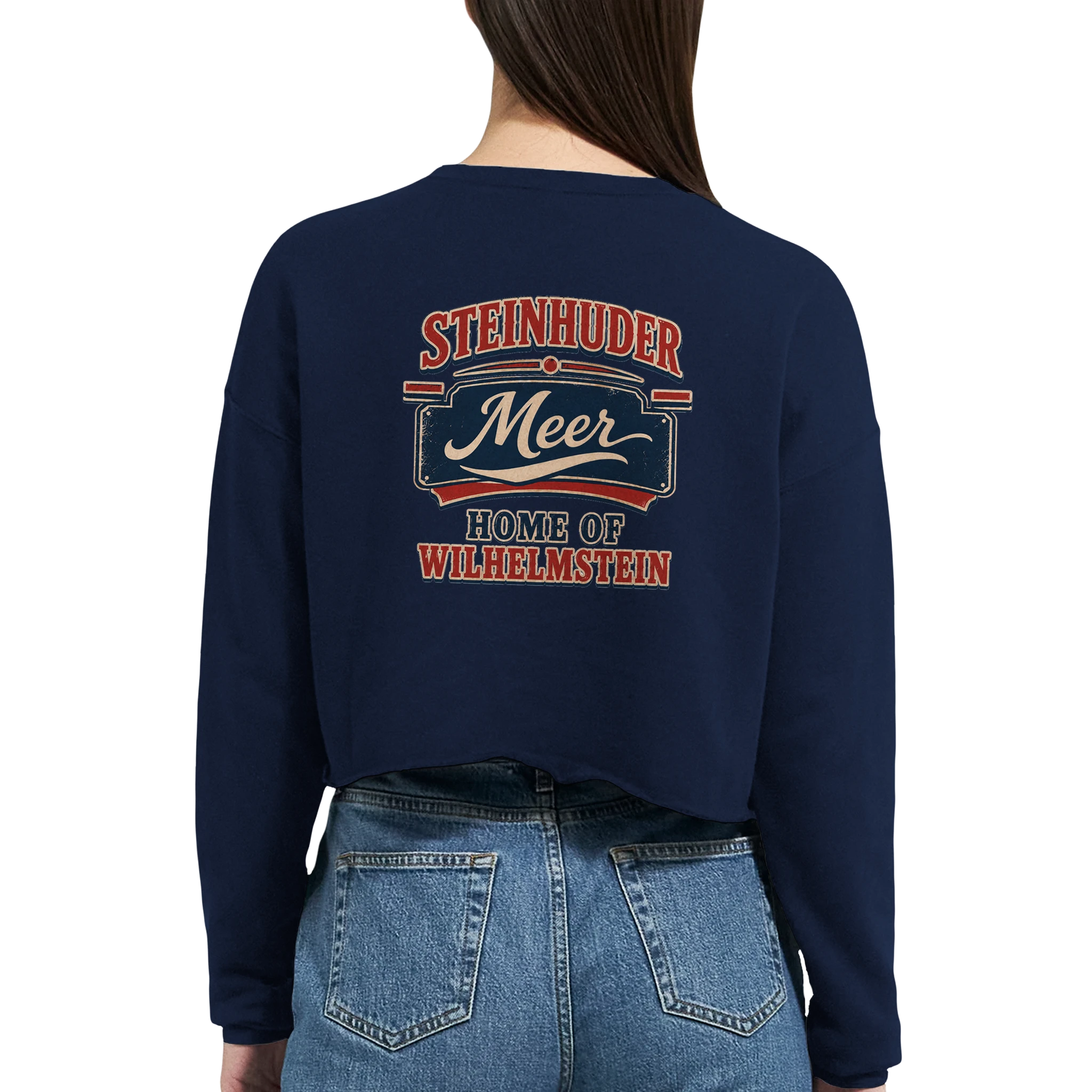 Damen-Pullover in Staubblau mit Motiv „Home of Wilhelmstein“