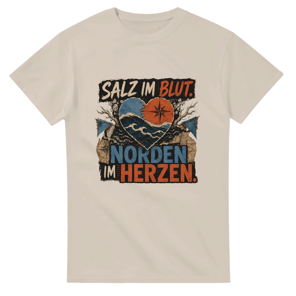 T-Shirt in Weiß mit Motiv „Salz im Blut Norden im Herzen“