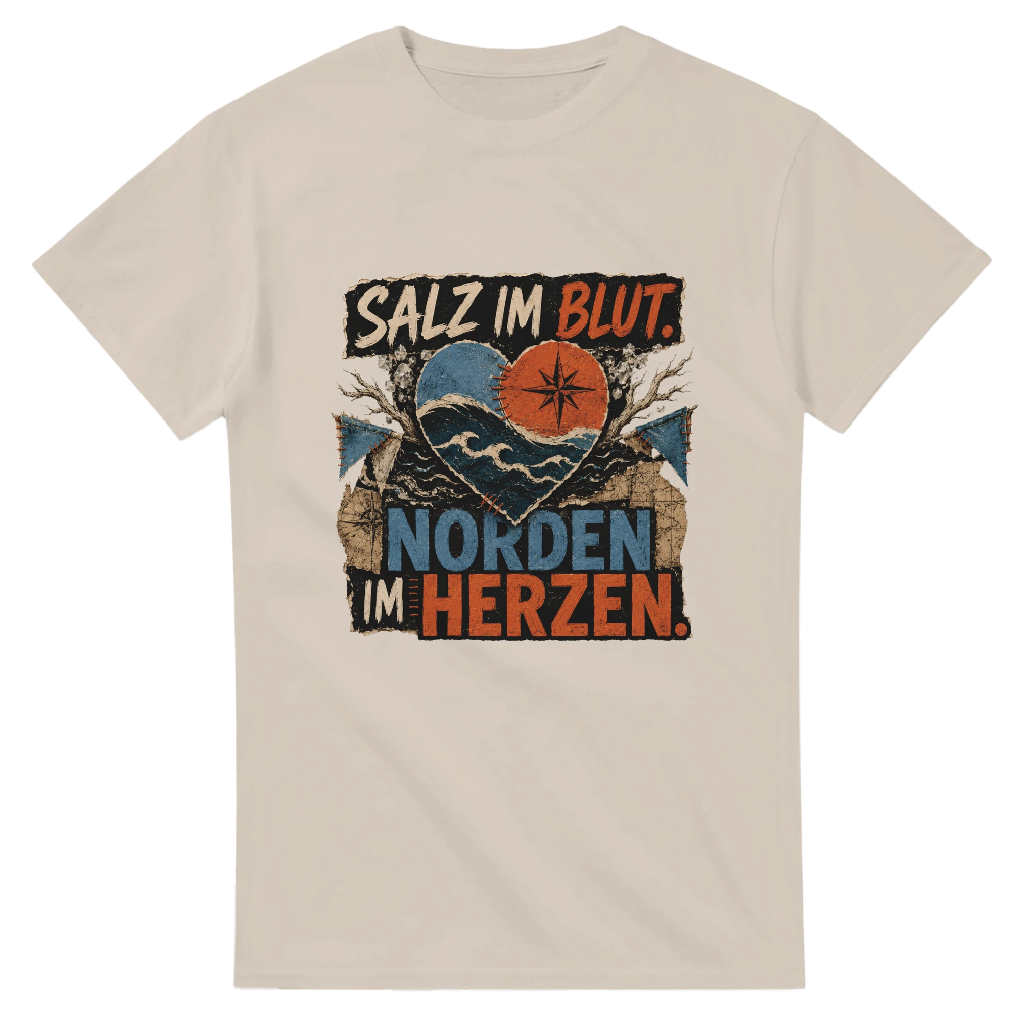 T-Shirt in Weiß mit Motiv „Salz im Blut Norden im Herzen“