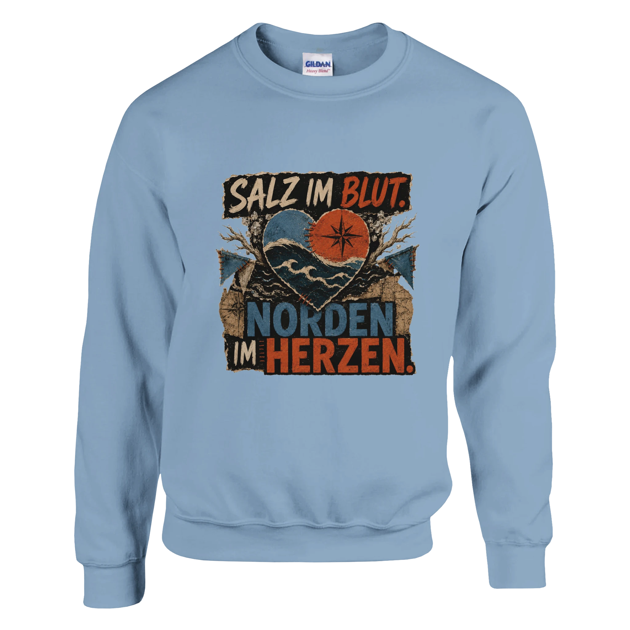 Pullover in Weiß mit Motiv „Salz im Blut. Norden im Herzen.“
