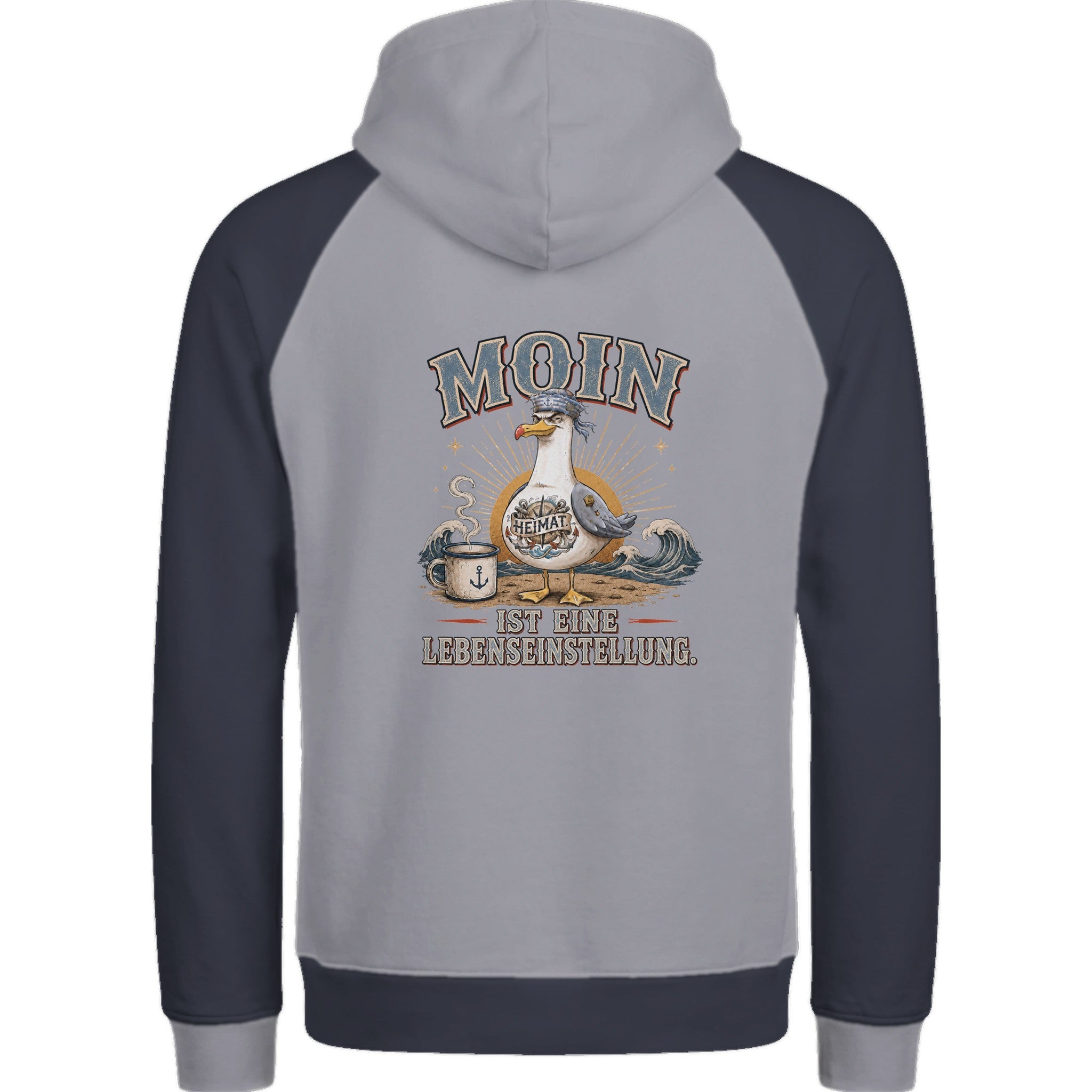 Hoodie in Ton mit Motiv „Moin ist eine Lebenseinstellung Möwe“