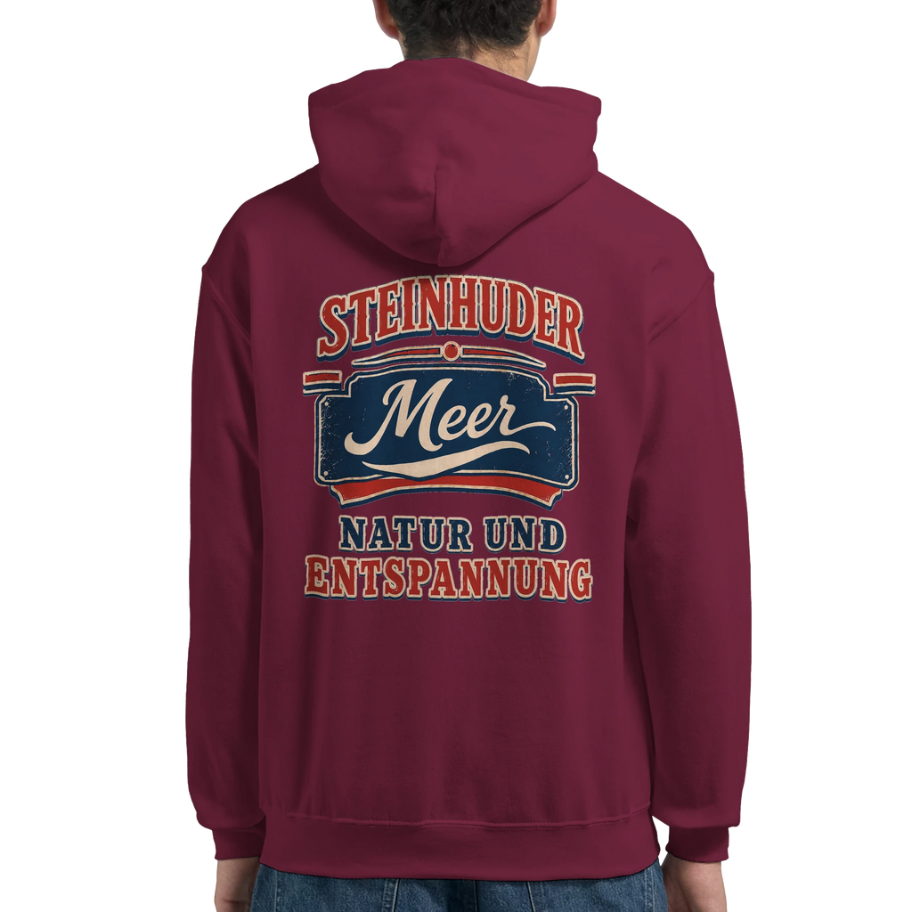 Hoodie in Aschgrau mit Motiv „Natur und Entspannung am Steinhuder Meer“