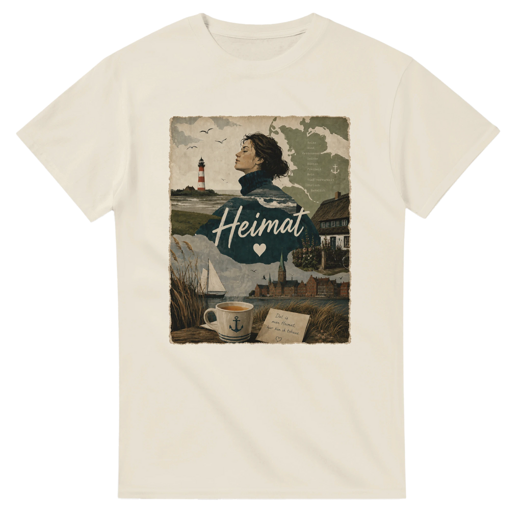 T-Shirt in Weiß mit Motiv „Heimat mit Herz“