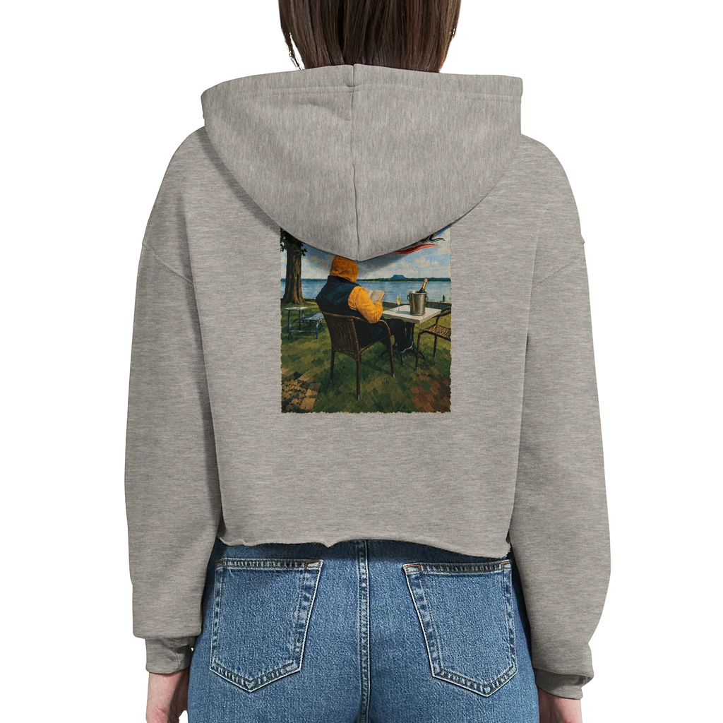 Damen-Hoodie in Weiß mit Motiv „Relax und Champagner“