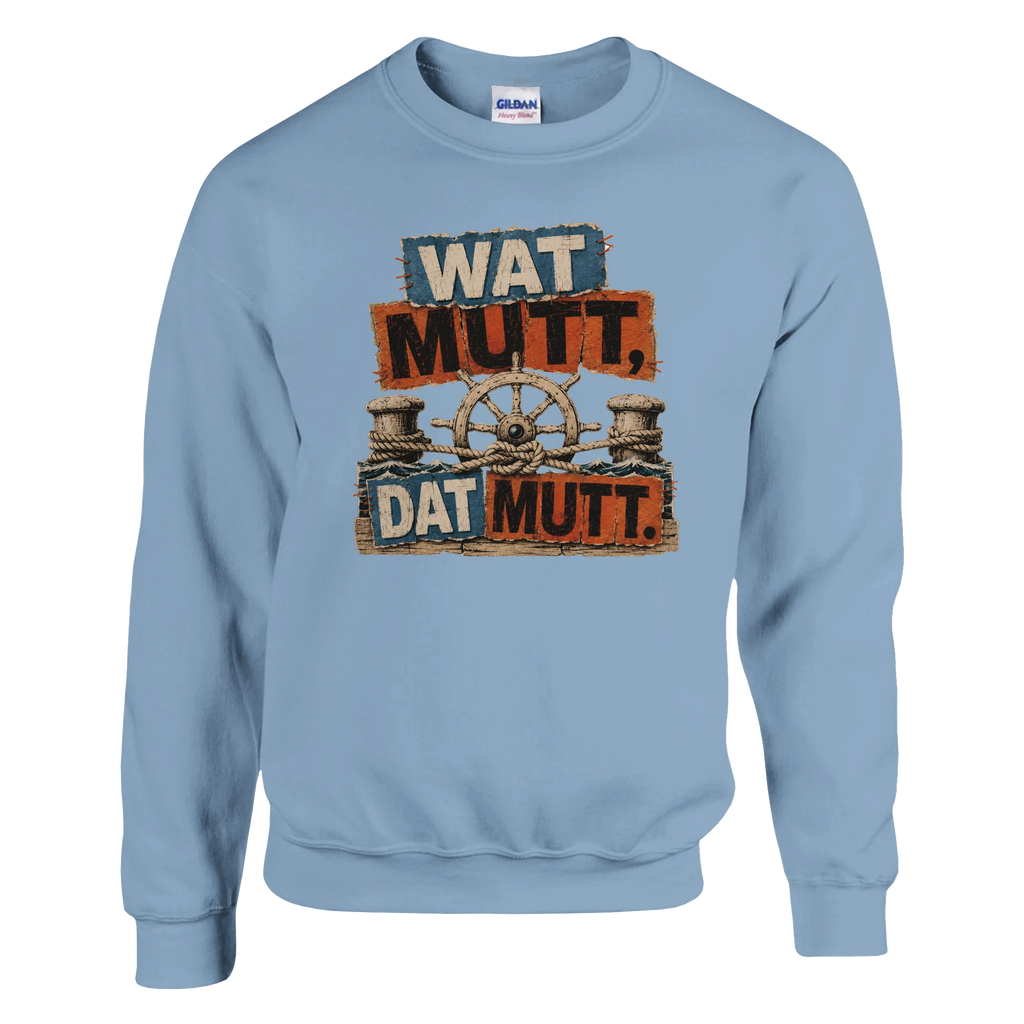 Pullover in Weiß mit Motiv „Wat Mutt, Dat Mutt.“