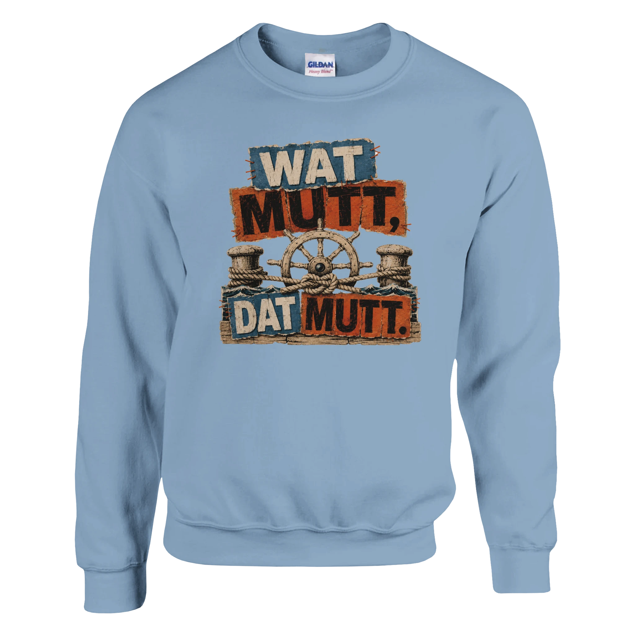 Pullover in Weiß mit Motiv „Wat Mutt, Dat Mutt.“