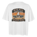 Damen-T-Shirt in Weiß mit Motiv „Mehr Meer. Weniger Drama.“