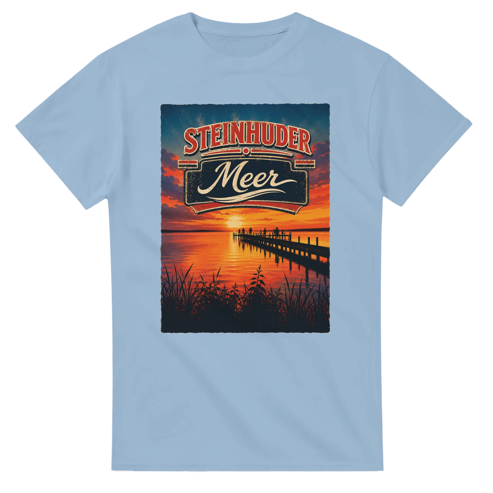 T-Shirt in Natur mit Motiv „Sunset Ratskeller Steg am Steinhuder Meer“