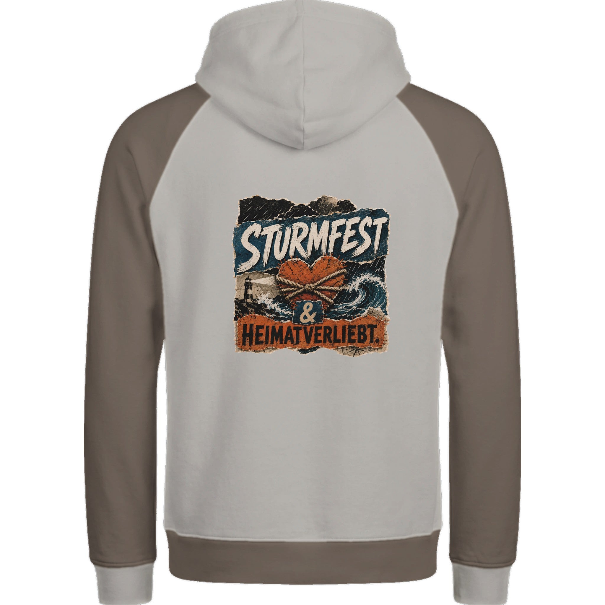 Hoodie in Ton mit Motiv „Sturmfest & Heimatverliebt“