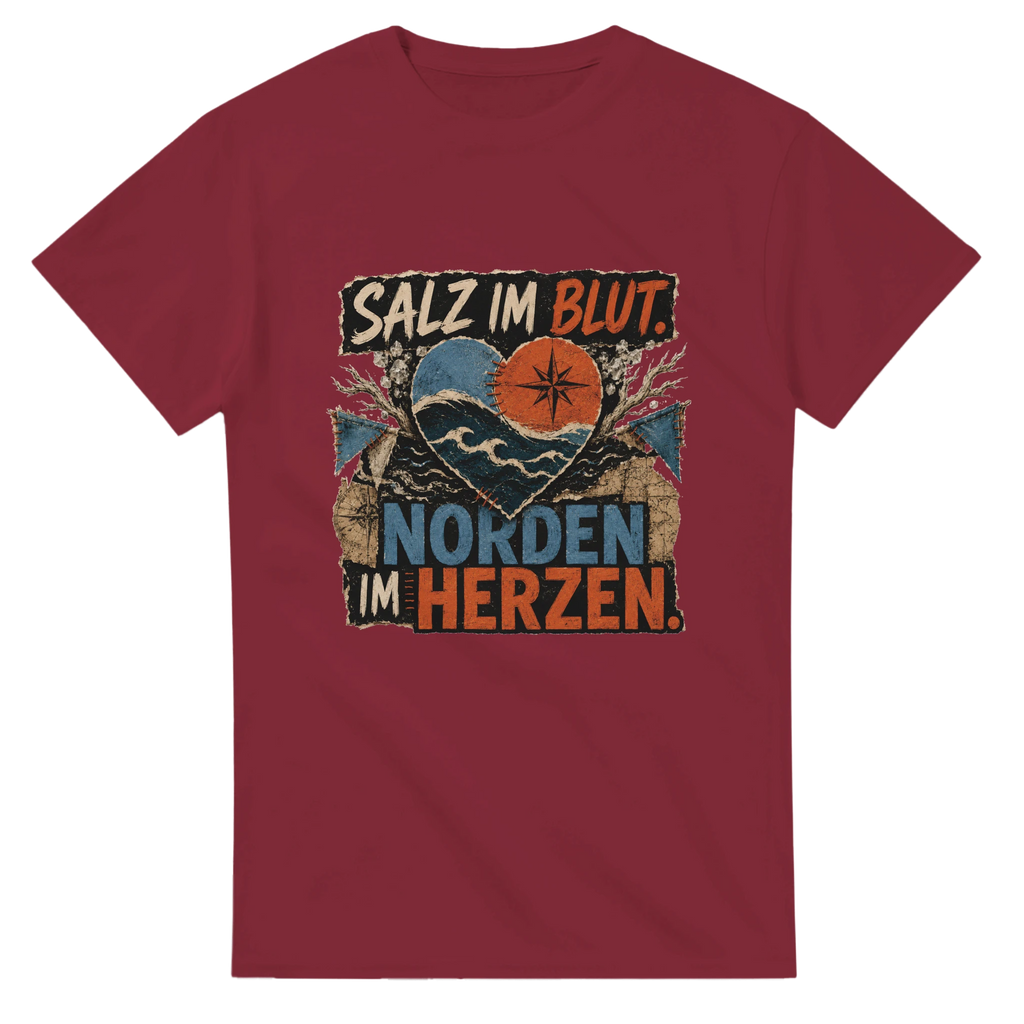 T-Shirt in Weiß mit Motiv „Salz im Blut Norden im Herzen“