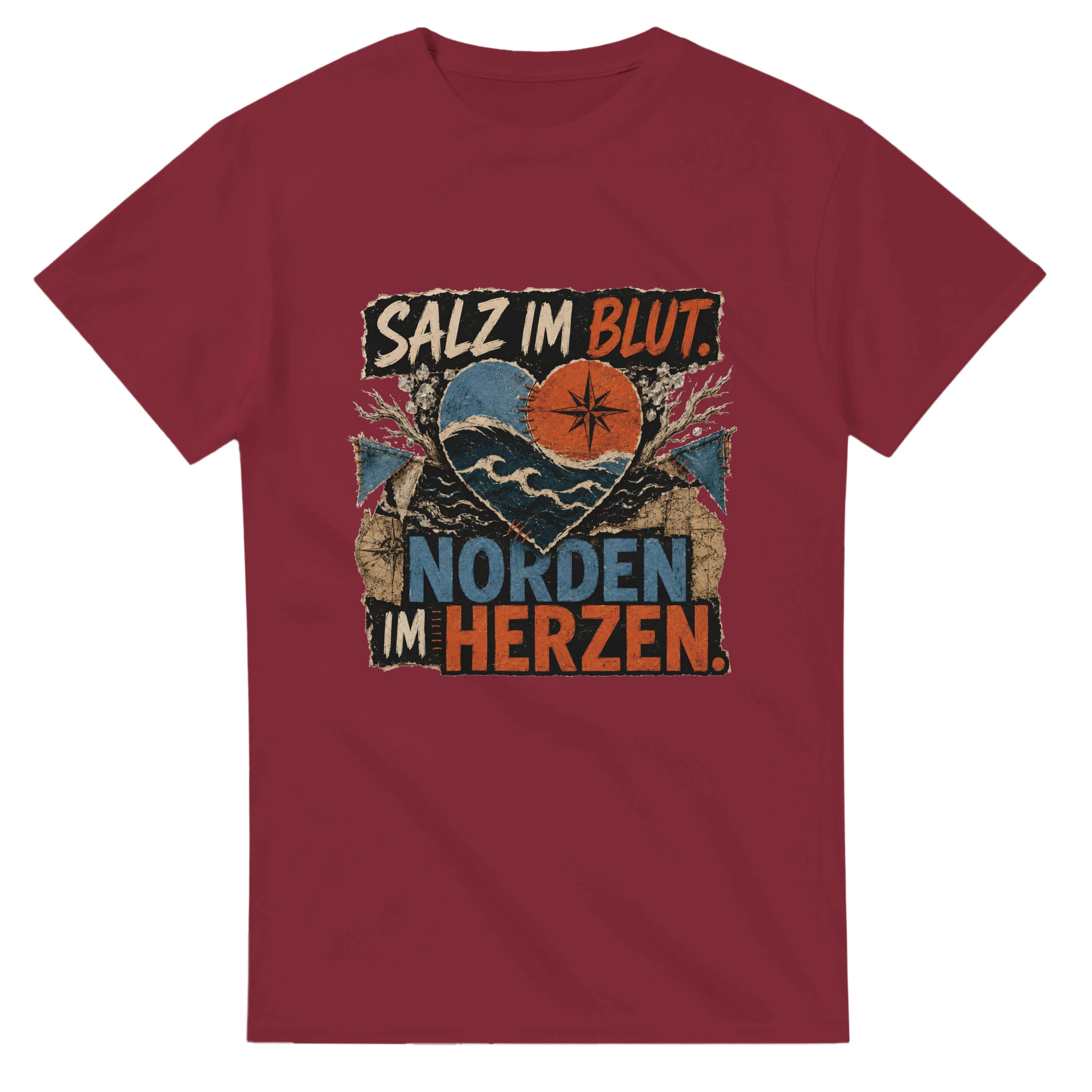 T-Shirt in Weiß mit Motiv „Salz im Blut Norden im Herzen“