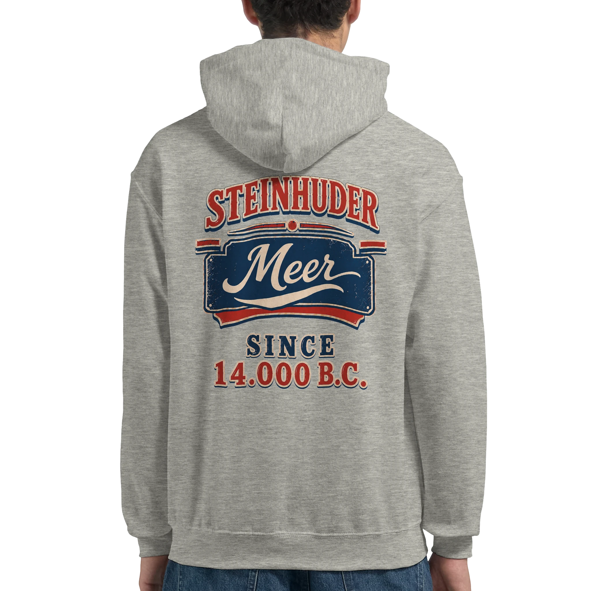 Hoodie in Weiß mit Motiv „Since 14.000 B.C.“