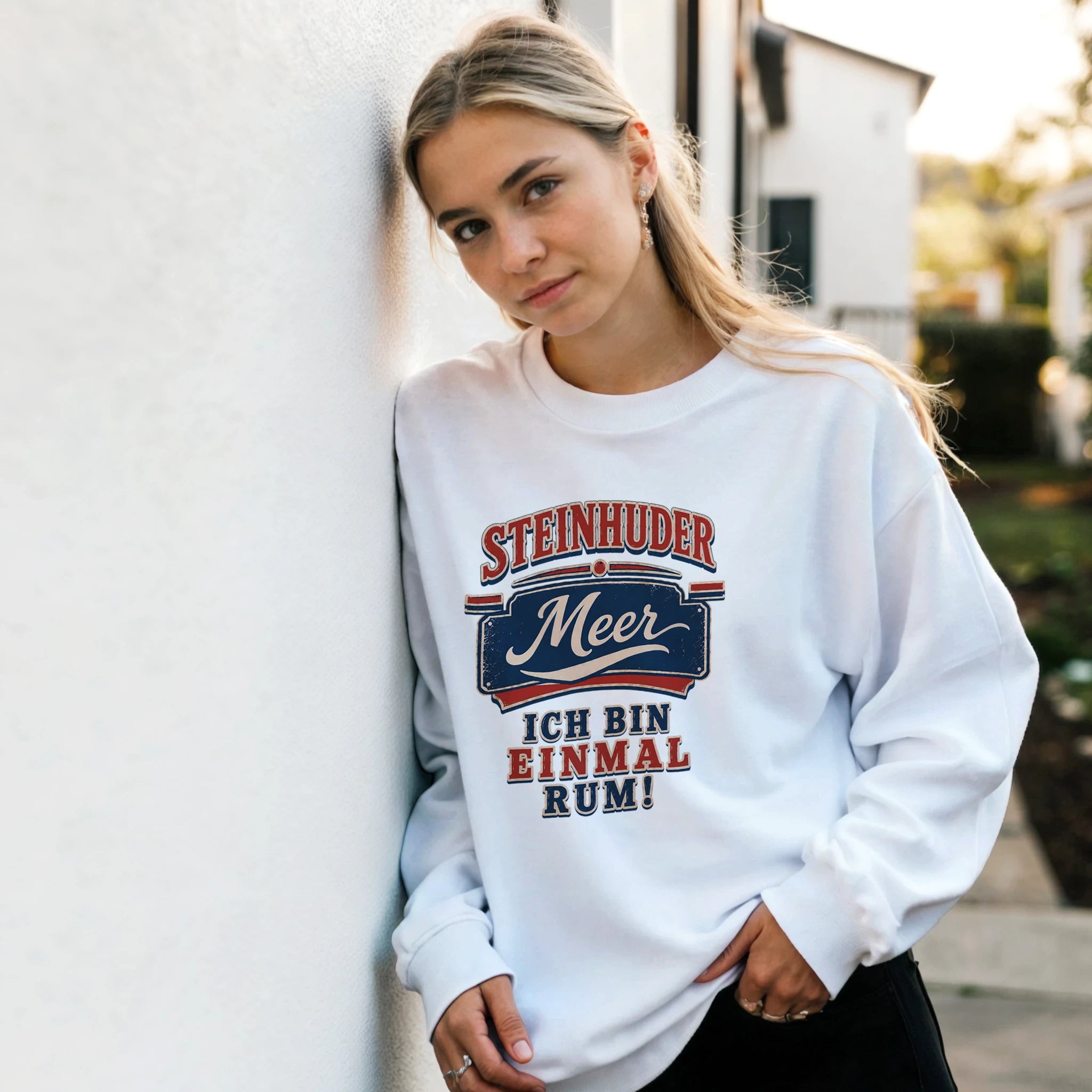 Pullover in Aschgrau mit Motiv „Ich bin einmal rum“
