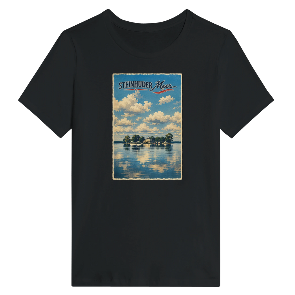 Damen-T-Shirt in Weiß mit Motiv „Wilhelmstein im Steinhuder Meer“