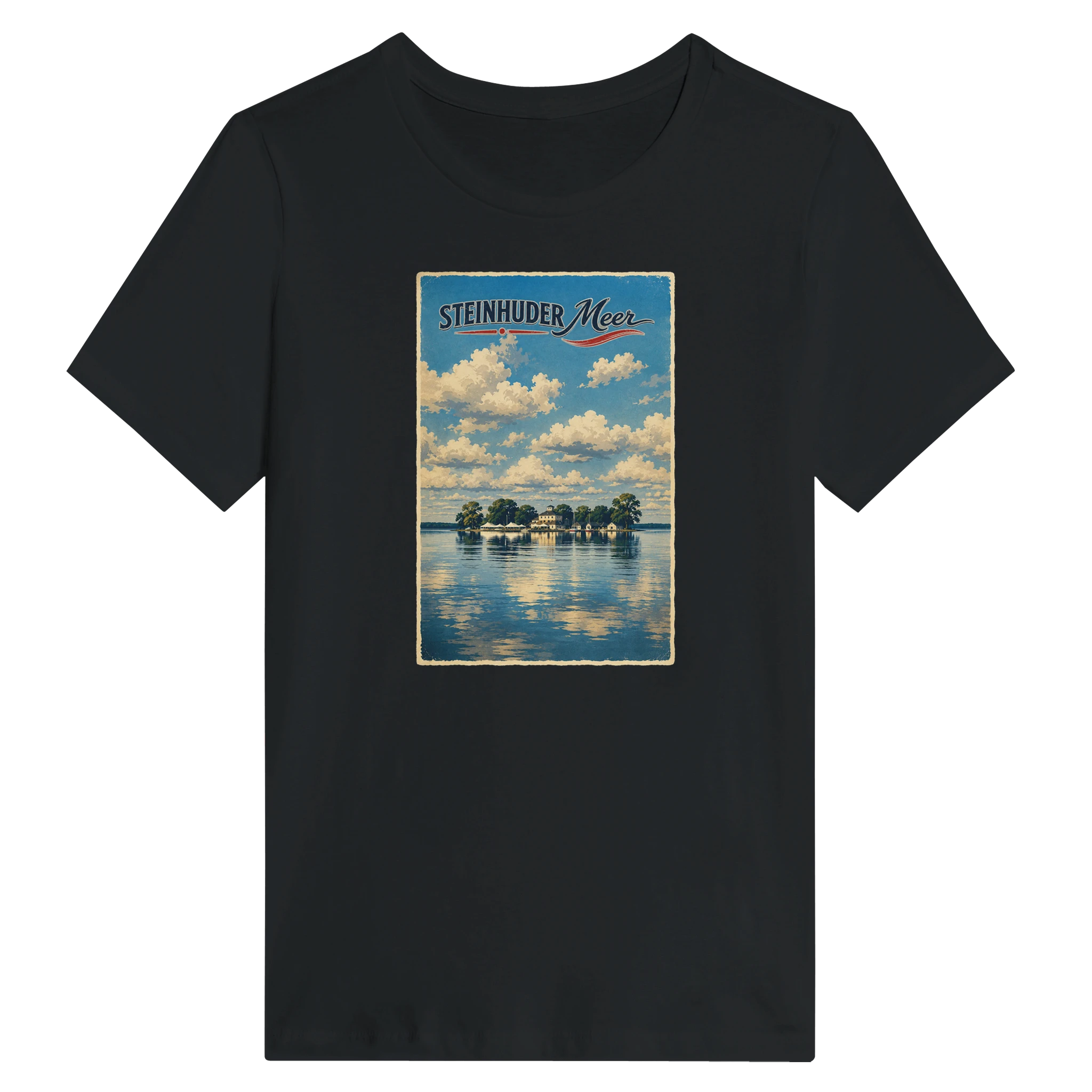Damen-T-Shirt in Weiß mit Motiv „Wilhelmstein im Steinhuder Meer“
