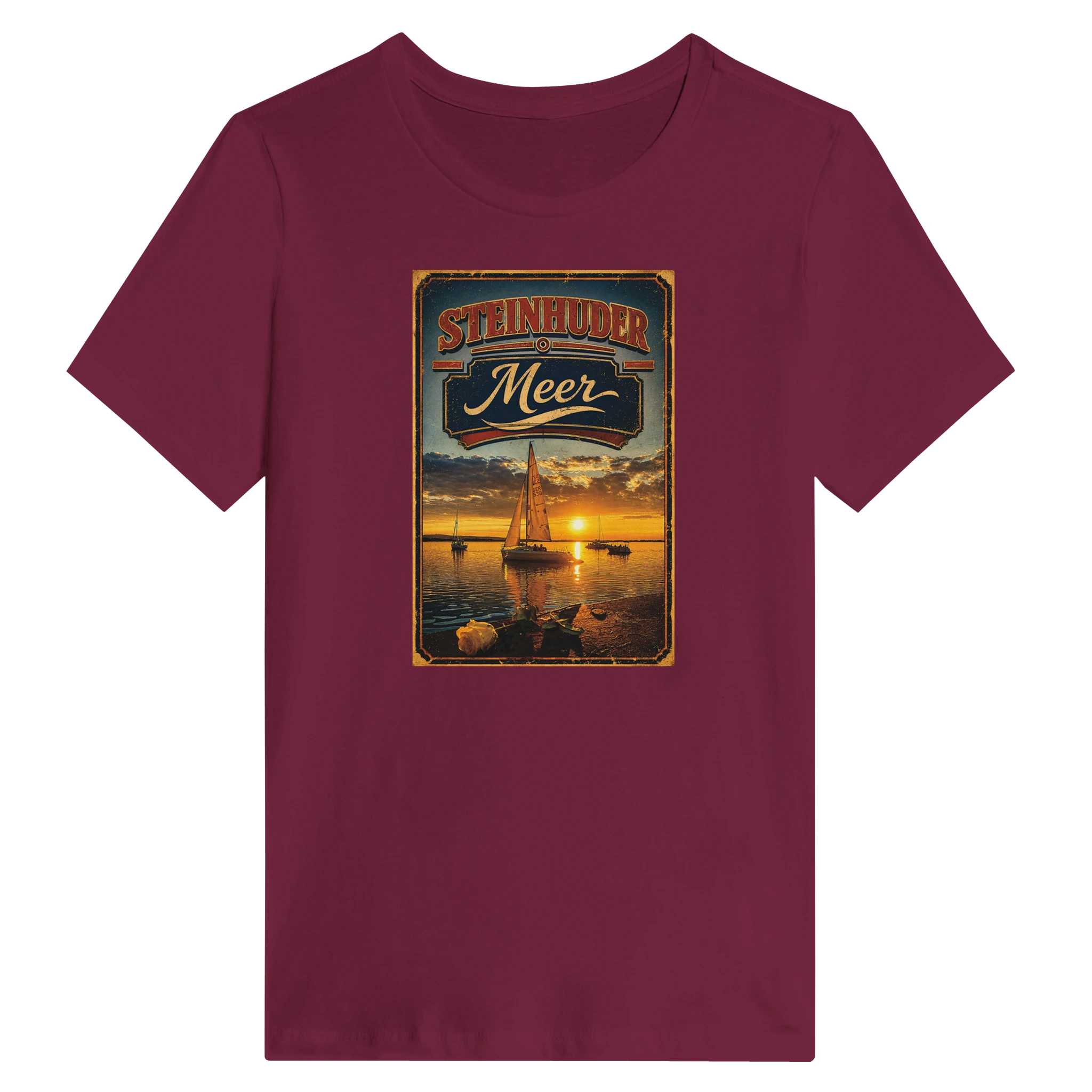 Damen-T-Shirt in Weiß mit Motiv „White Night am Wilhelmstein mit Sunset“