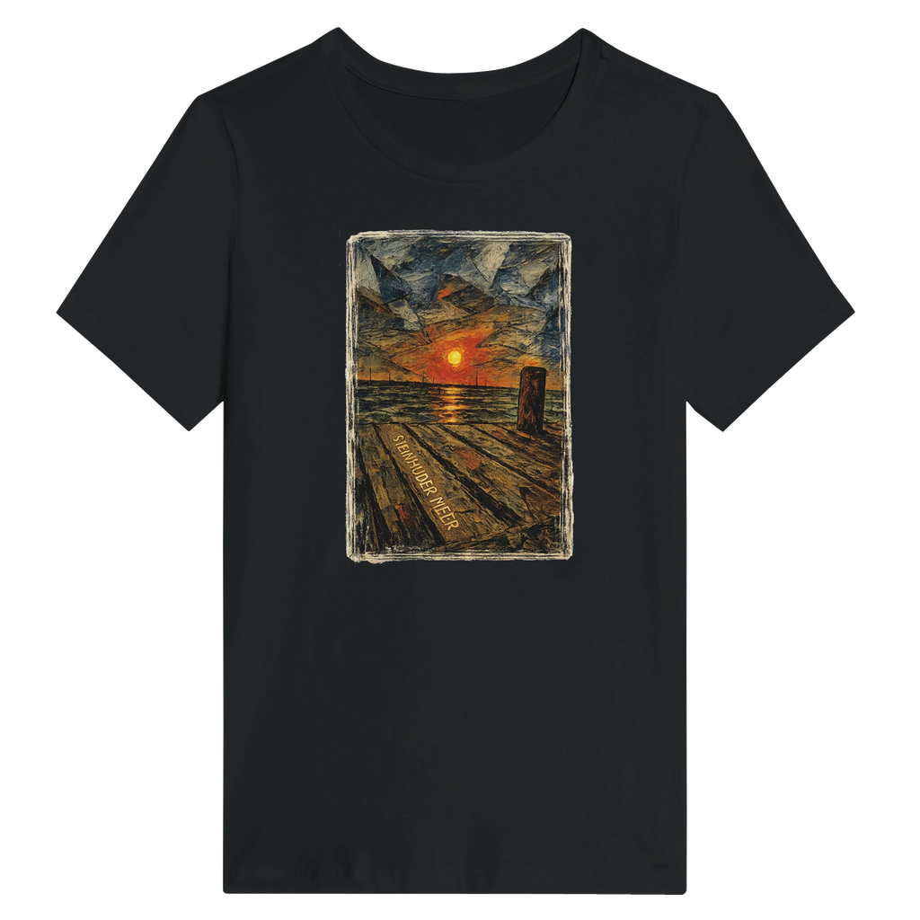 Damen-T-Shirt in Weiß mit Motiv „Steinhuder Meer Kunst“