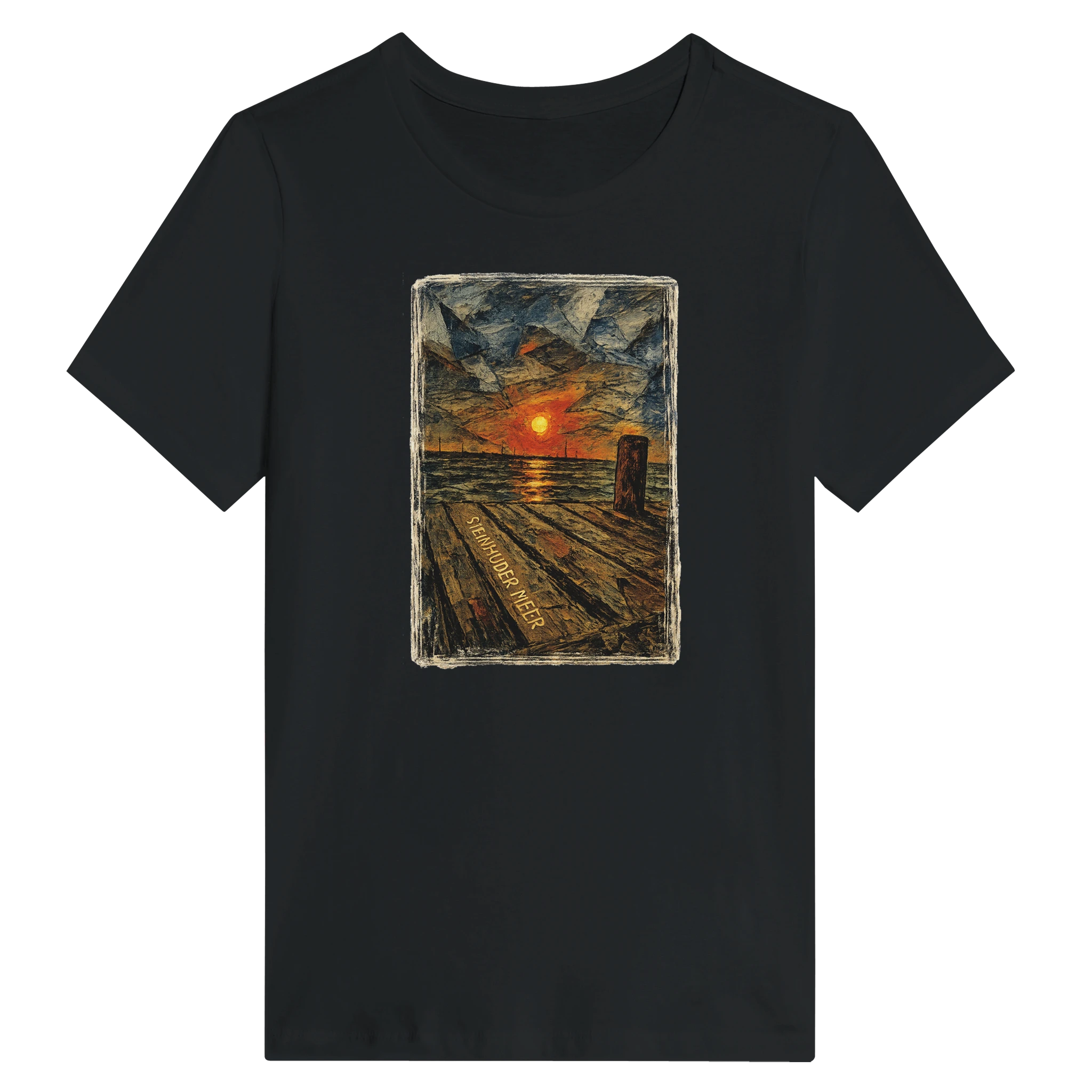 Damen-T-Shirt in Weiß mit Motiv „Steinhuder Meer Kunst“