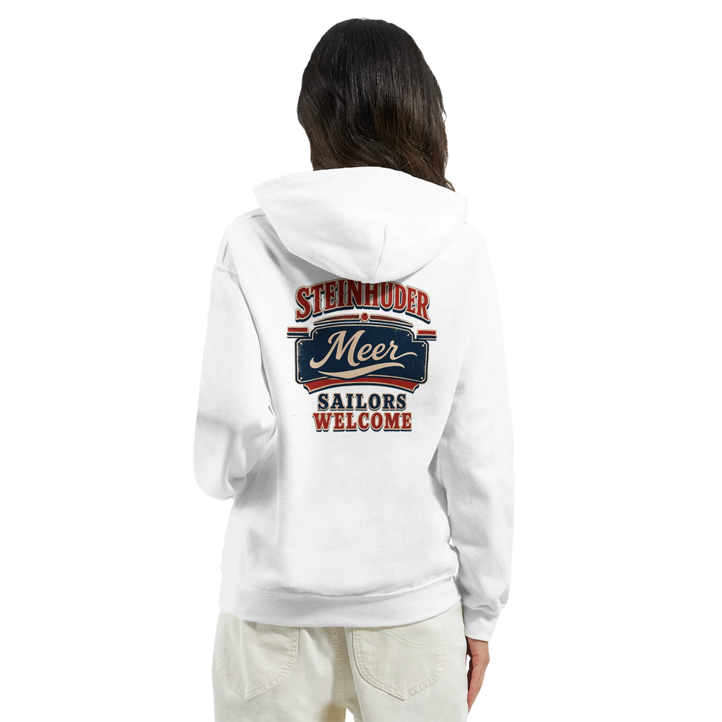 Hoodie in Sand mit Motiv „Sailors Welcome“
