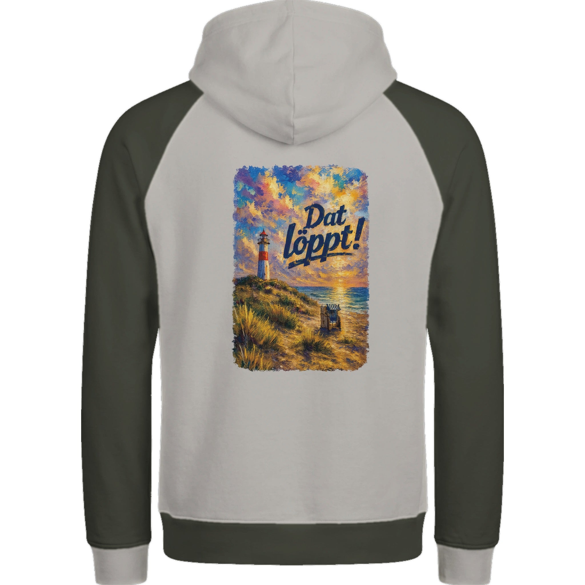 Hoodie in Ton mit Motiv „Dat löppt! - Typisch Norddeutsch“