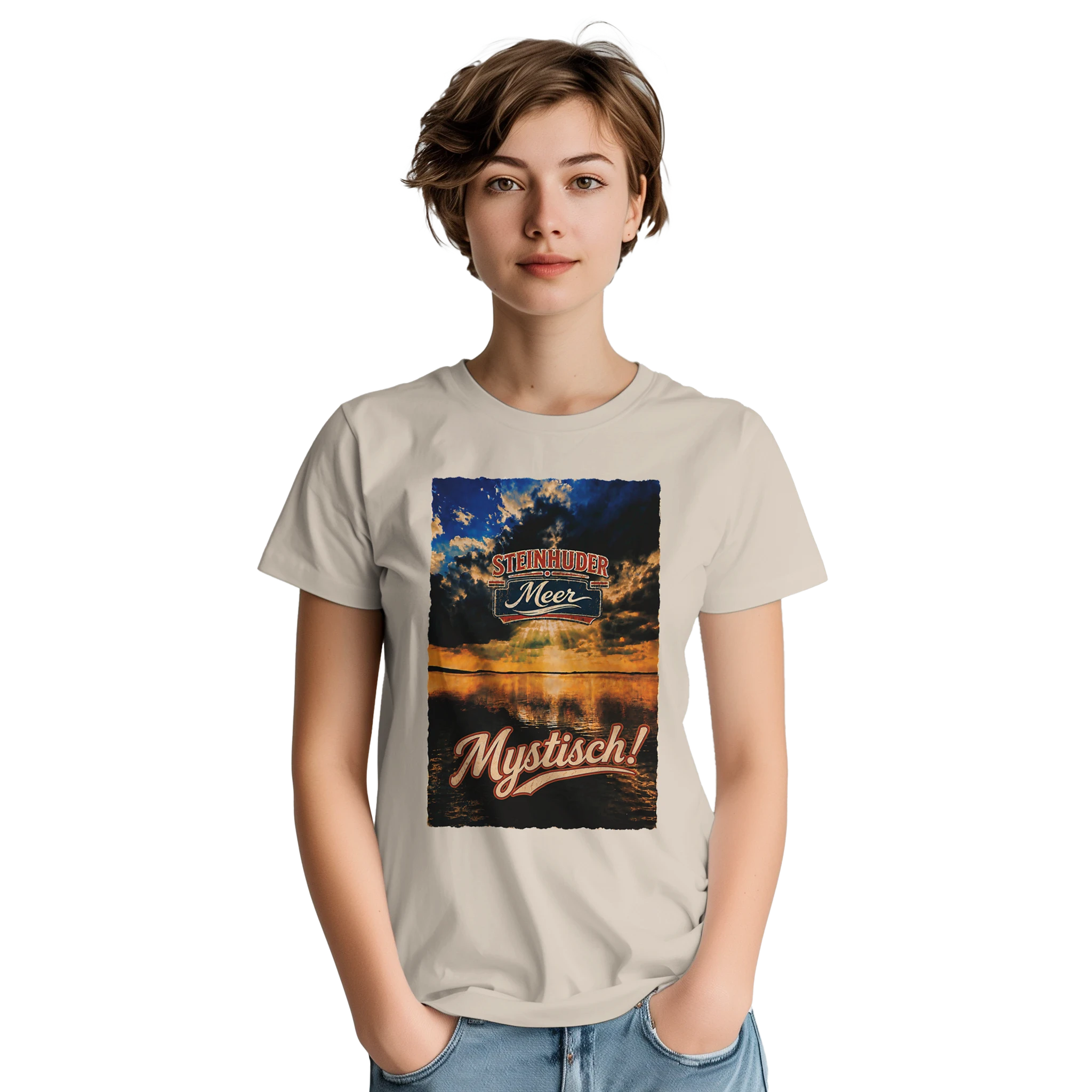 T-Shirt in Sand mit Motiv „Mystisch“