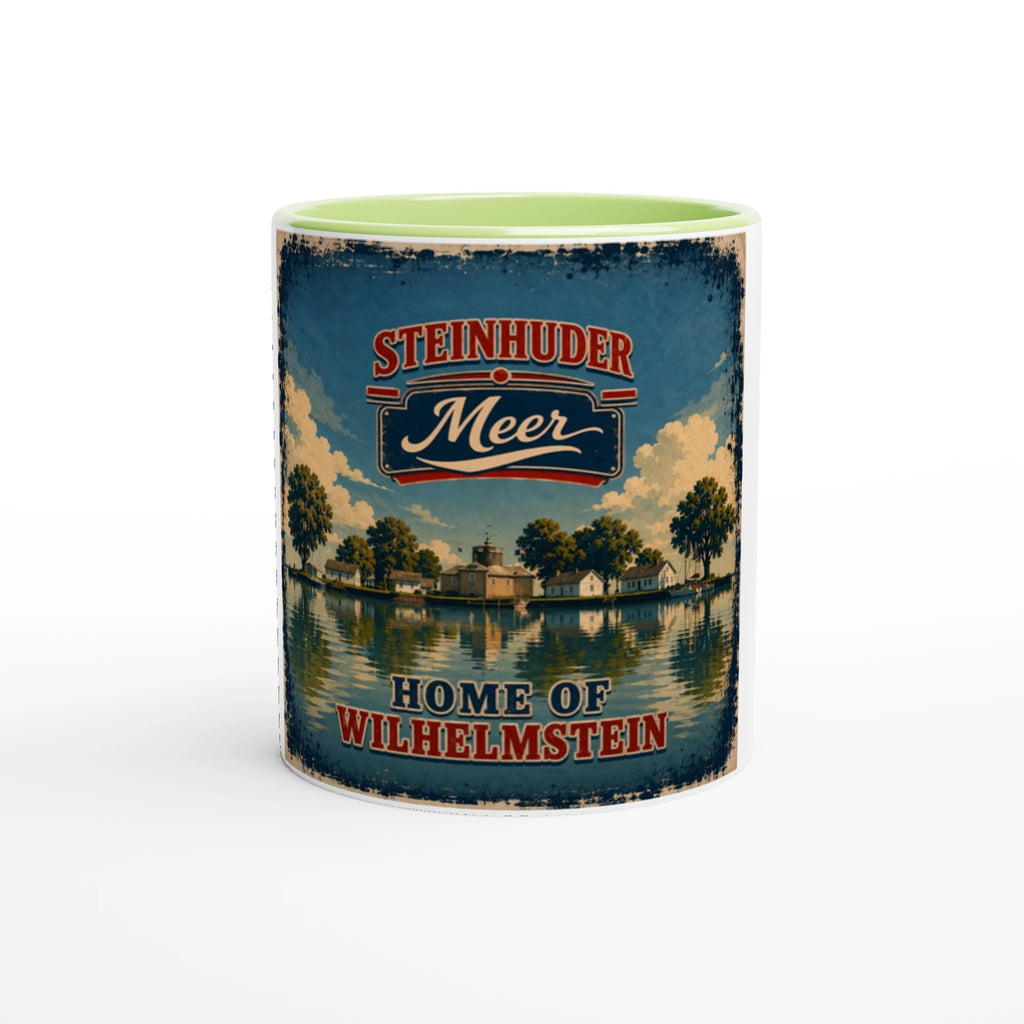 Weiße Keramiktasse mit rosafarbener Innenseite und Griff, 300 ml