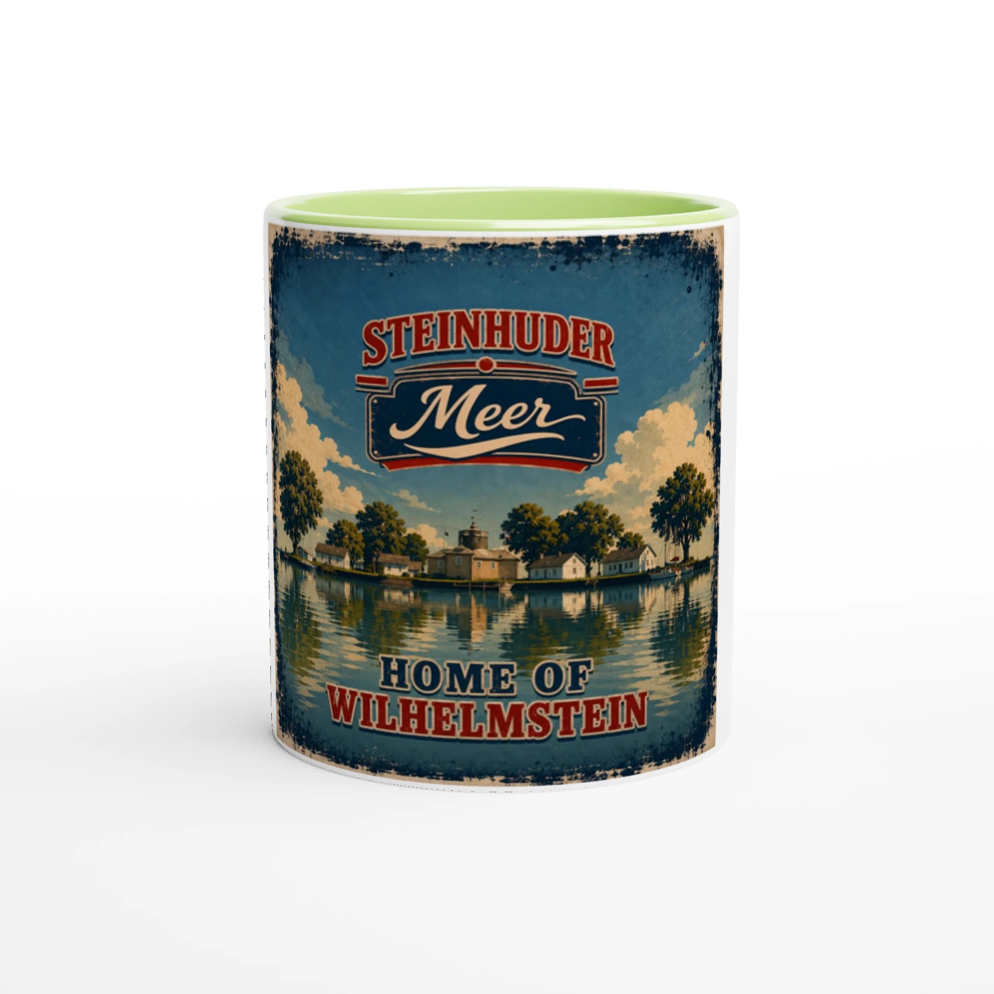 Weiße Keramiktasse mit rosafarbener Innenseite und Griff, 300 ml