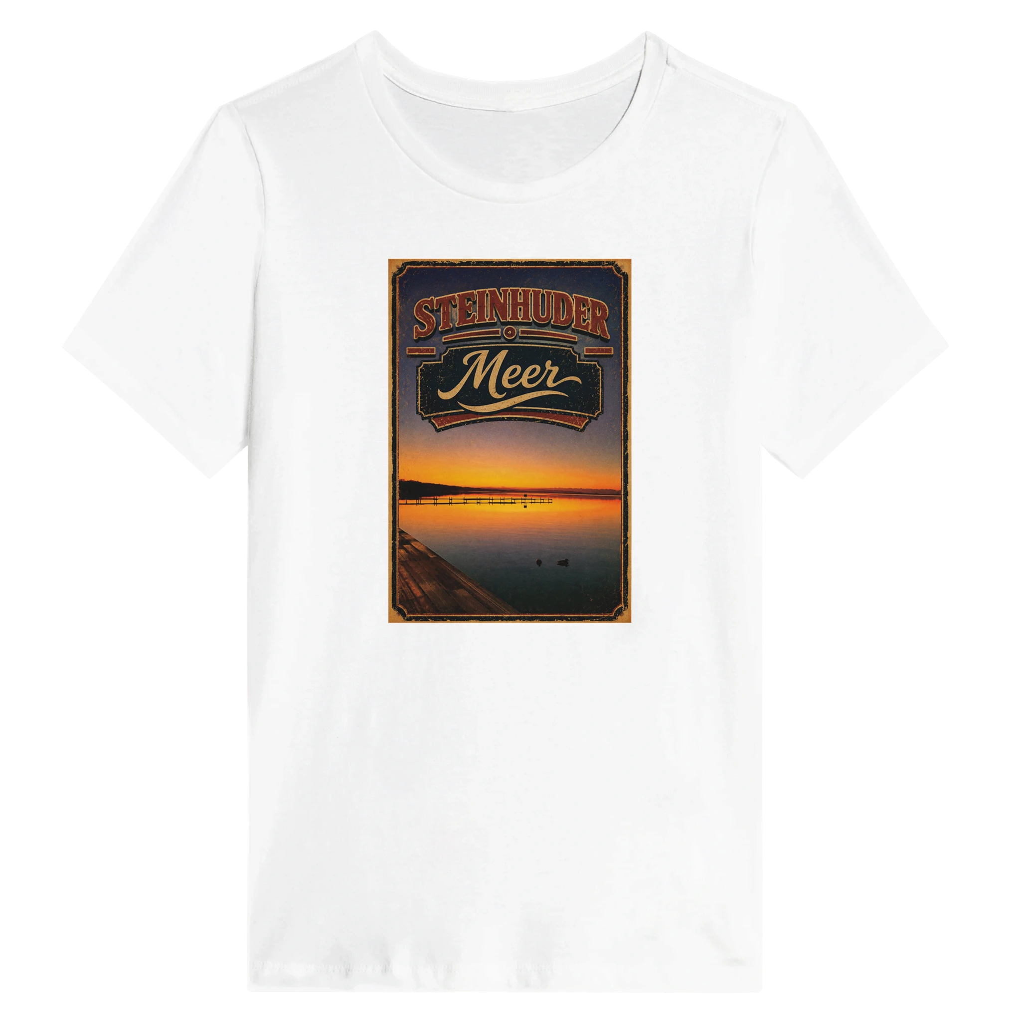 Damen-T-Shirt in Weiß mit Motiv „Steg an der Planke“