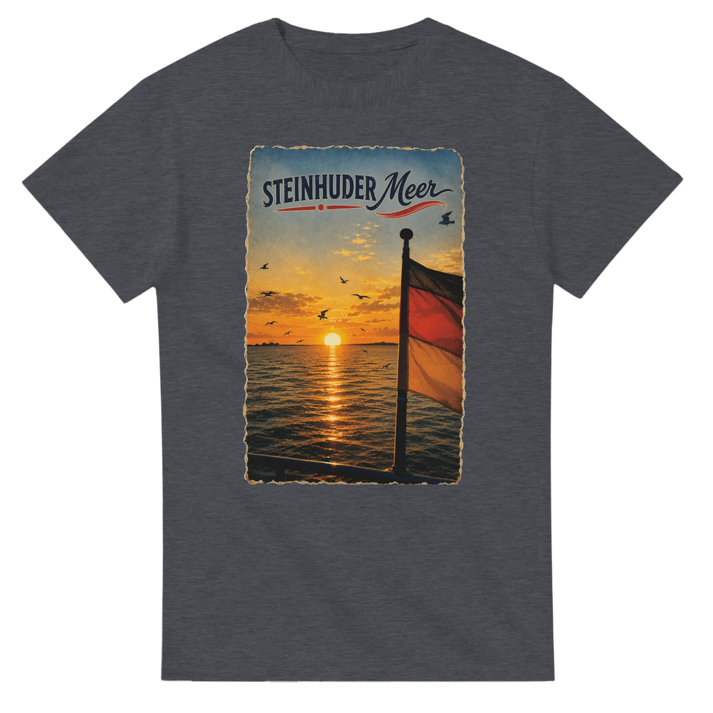 T-Shirt in Weiß mit Motiv „Flagge und Sunset“