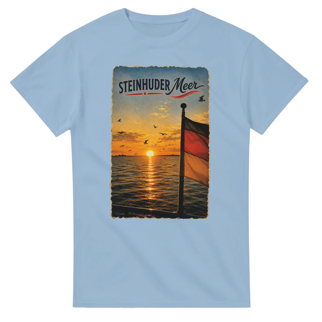 T-Shirt in Weiß mit Motiv „Flagge und Sunset“