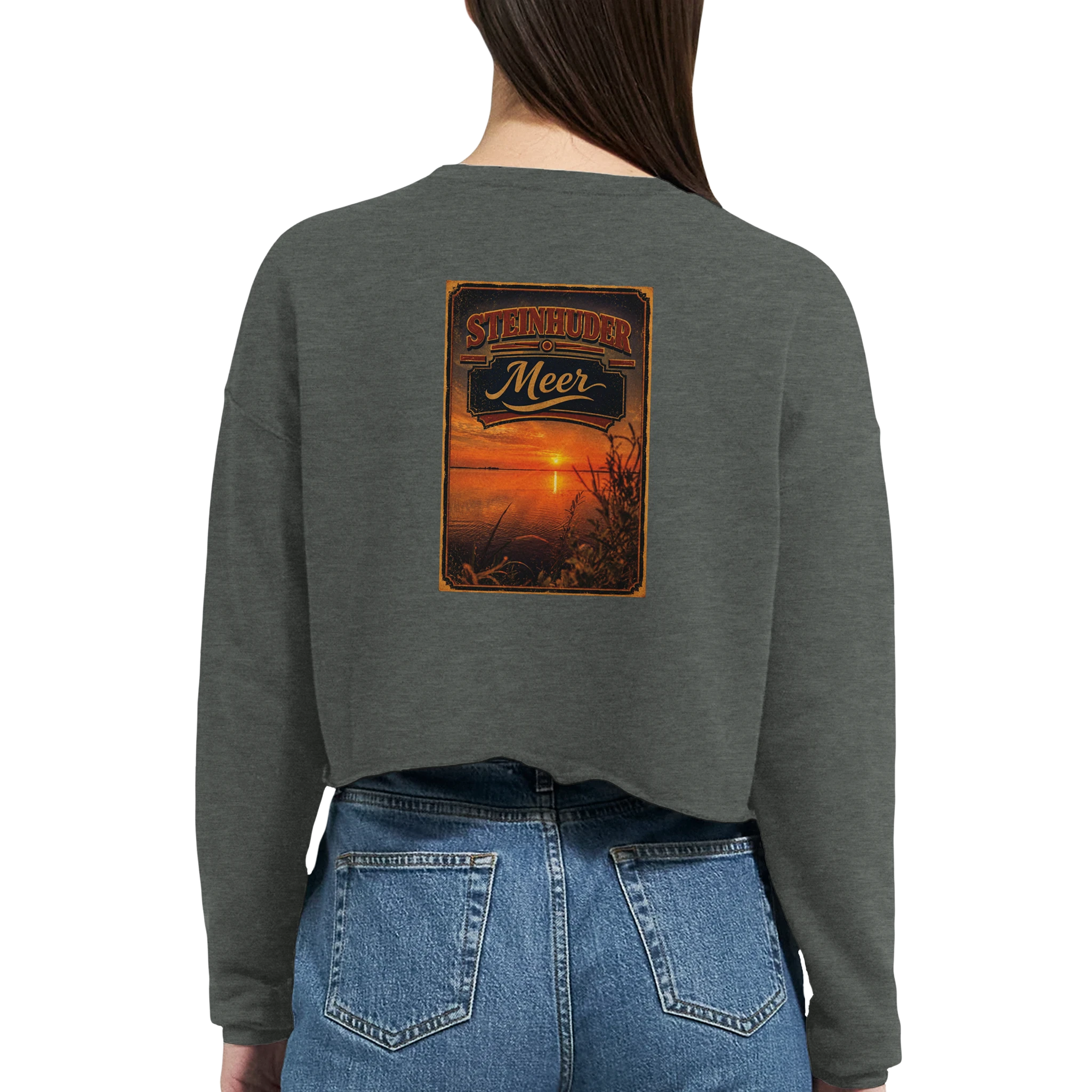 Damen-Pullover in Mauve mit Motiv „Sunset am Steinhuder Meer“
