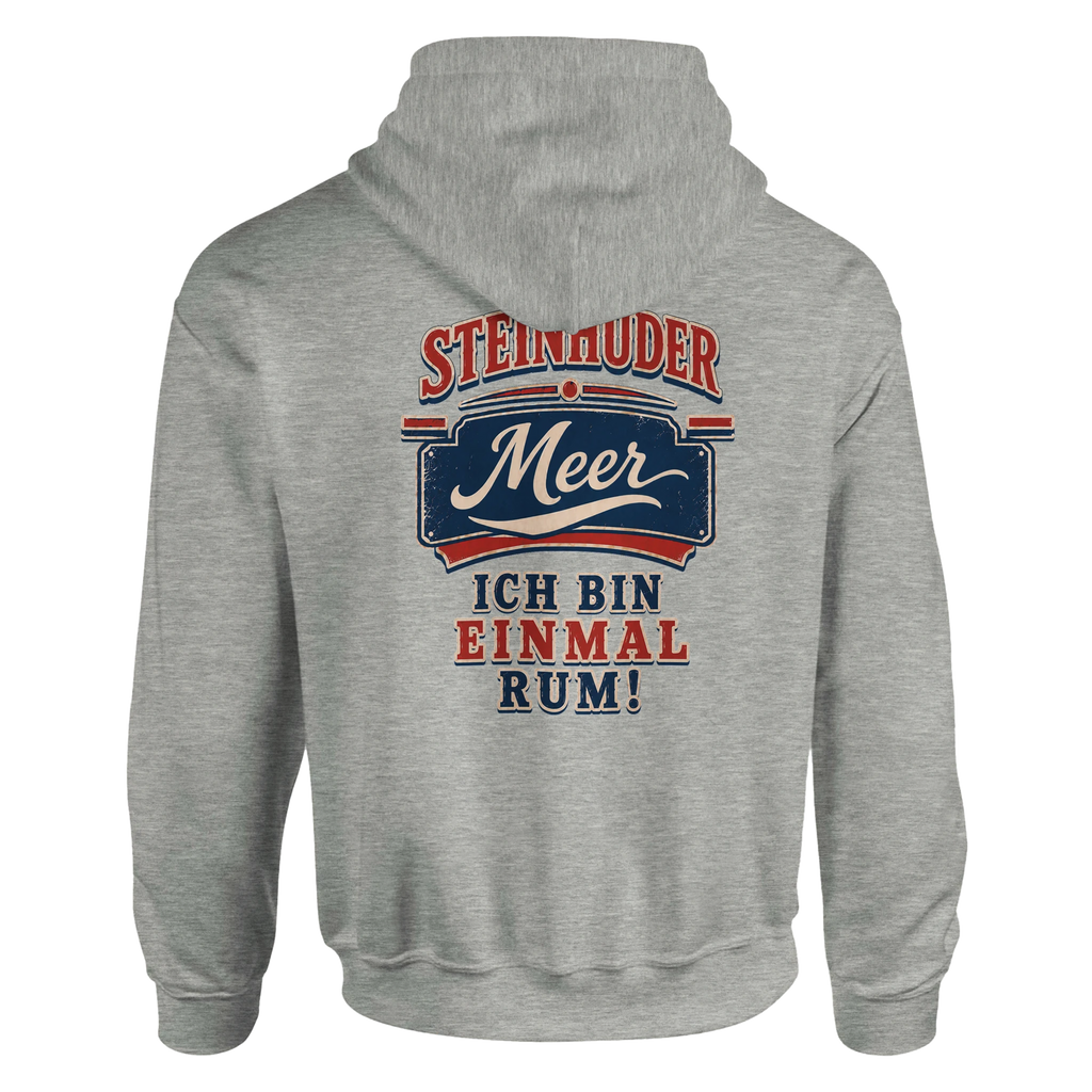 Hoodie in Aschgrau mit Motiv „Ich bin einmal rum“
