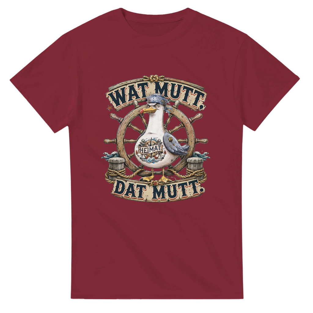 T-Shirt in Natur mit Motiv „Wat Mutt, Dat Mutt. Möwe“