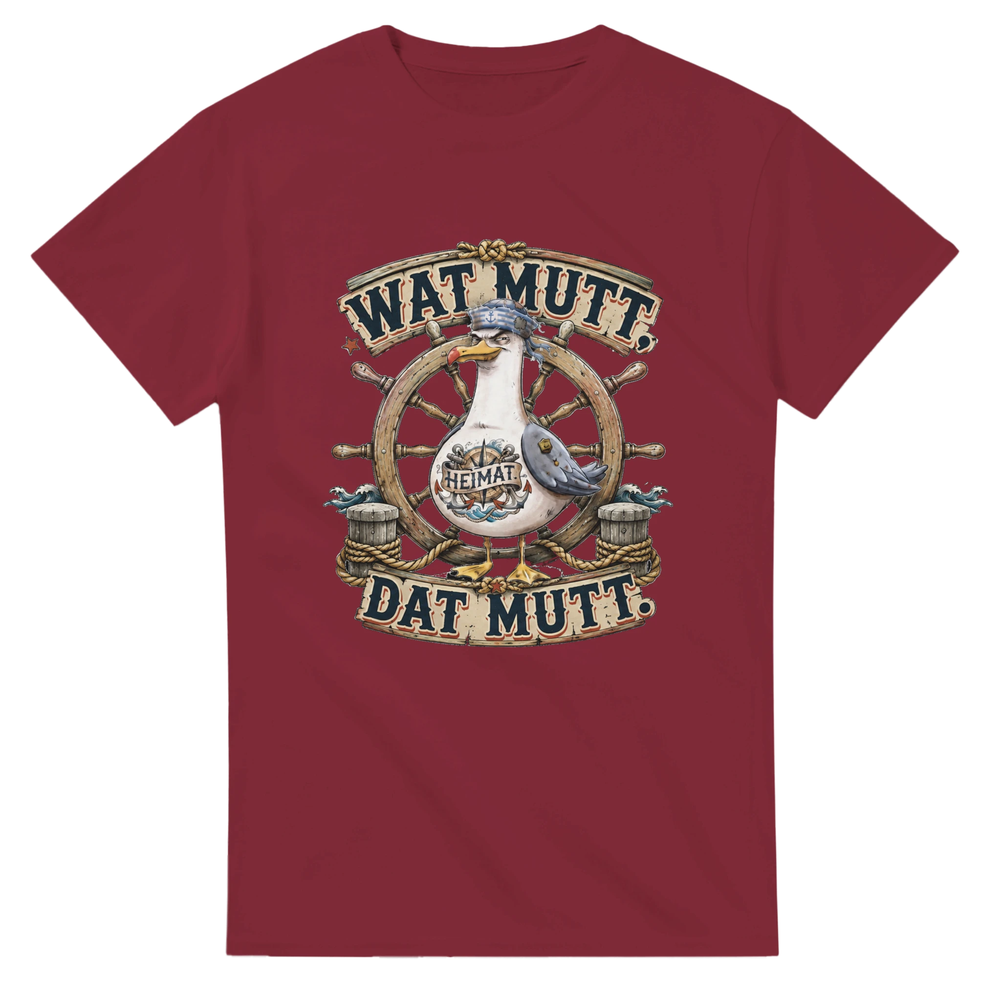 T-Shirt in Natur mit Motiv „Wat Mutt, Dat Mutt. Möwe“