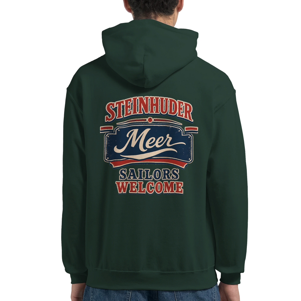 Hoodie in Aschgrau mit Motiv „Sailors Welcome“