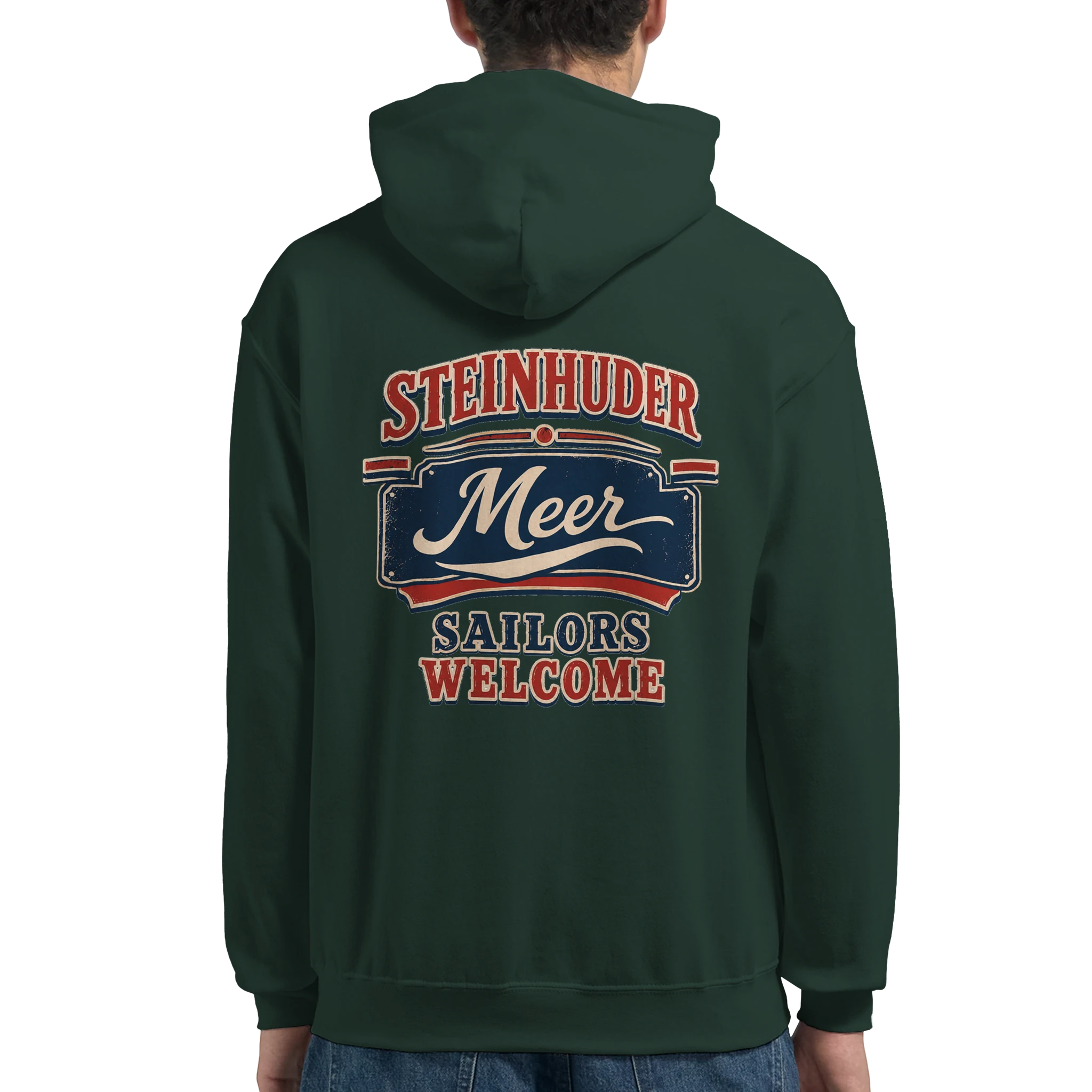 Hoodie in Aschgrau mit Motiv „Sailors Welcome“