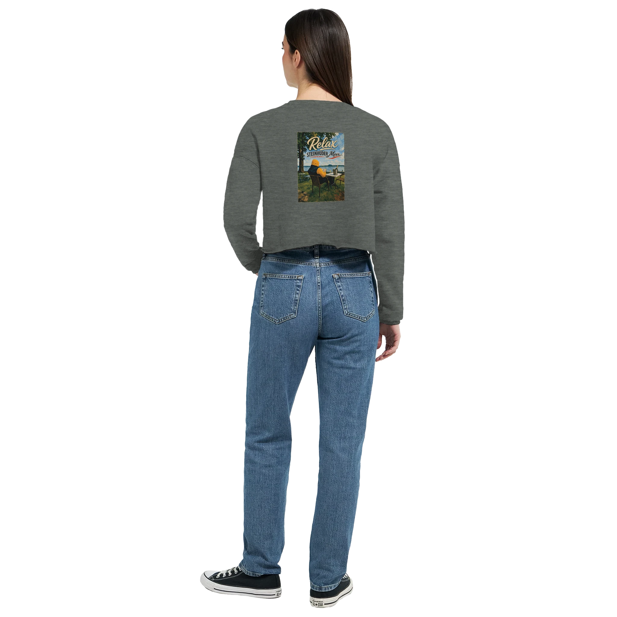 Damen-Pullover in Mauve mit Motiv „Relax und Champagner“