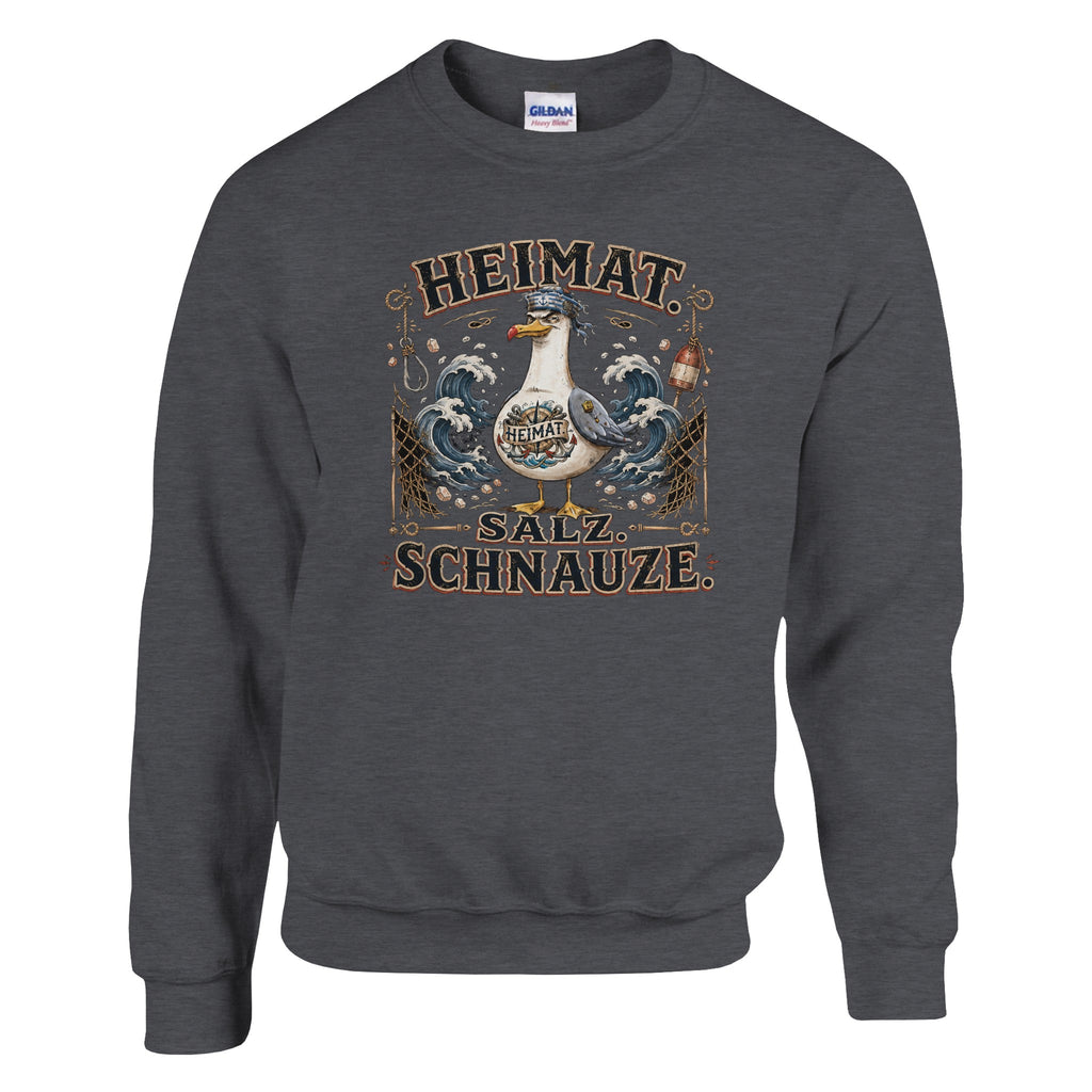 Pullover in Weiß mit Motiv „Heimat Salz Schnauze“