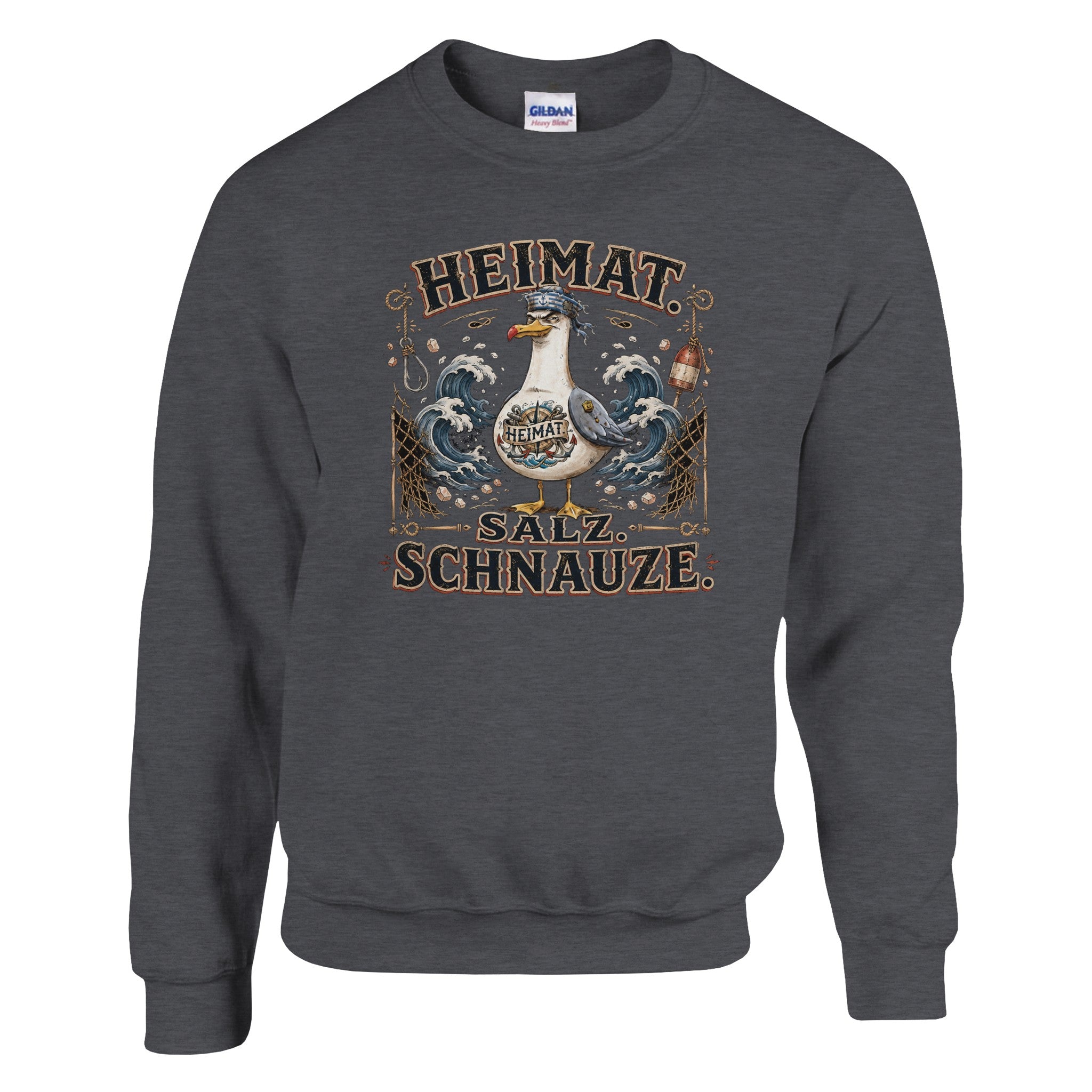 Pullover in Weiß mit Motiv „Heimat Salz Schnauze“