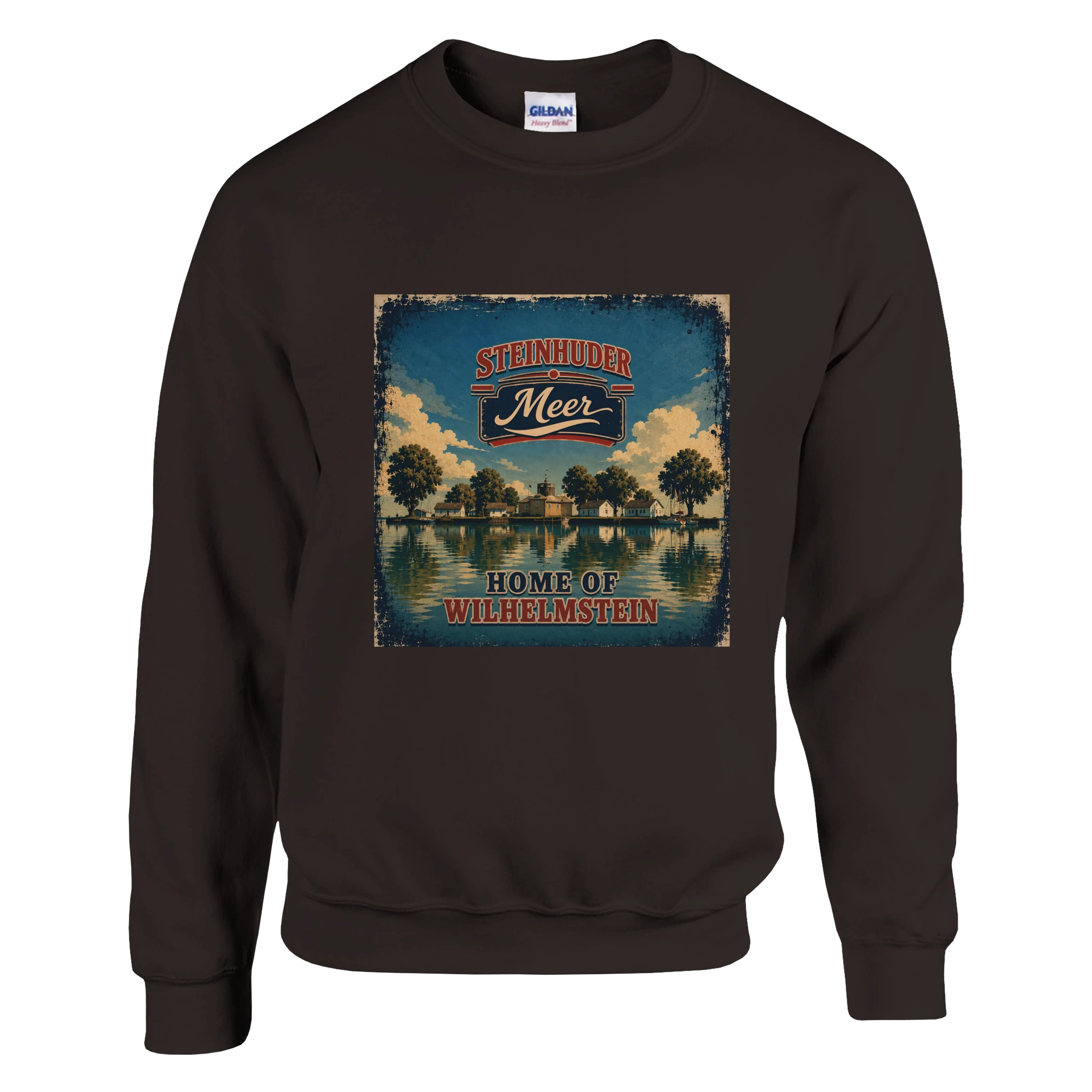 Pullover in Aschgrau mit Motiv „Insel Wilhelmstein“